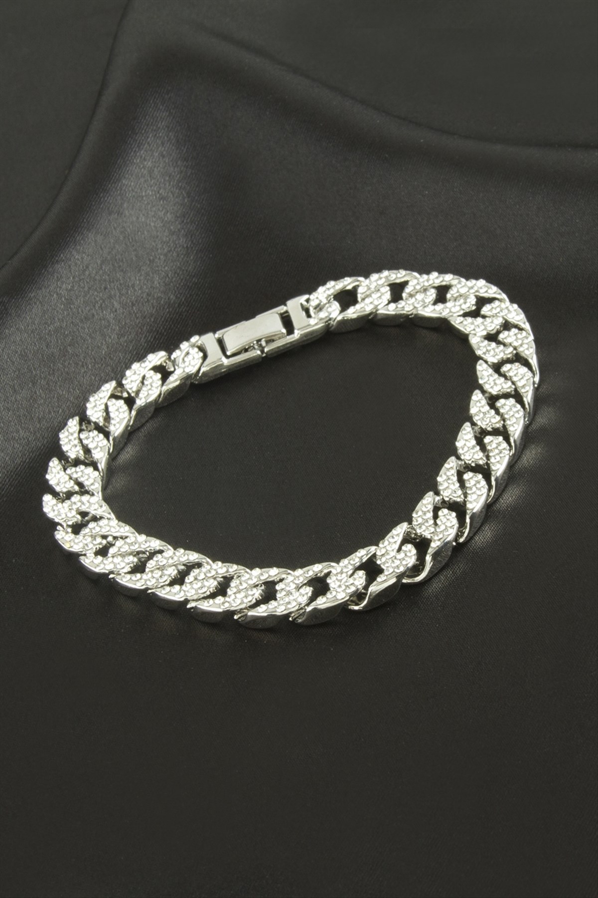 Chain Zirkon Taşlı Lüks Çelik Zincir Bileklik