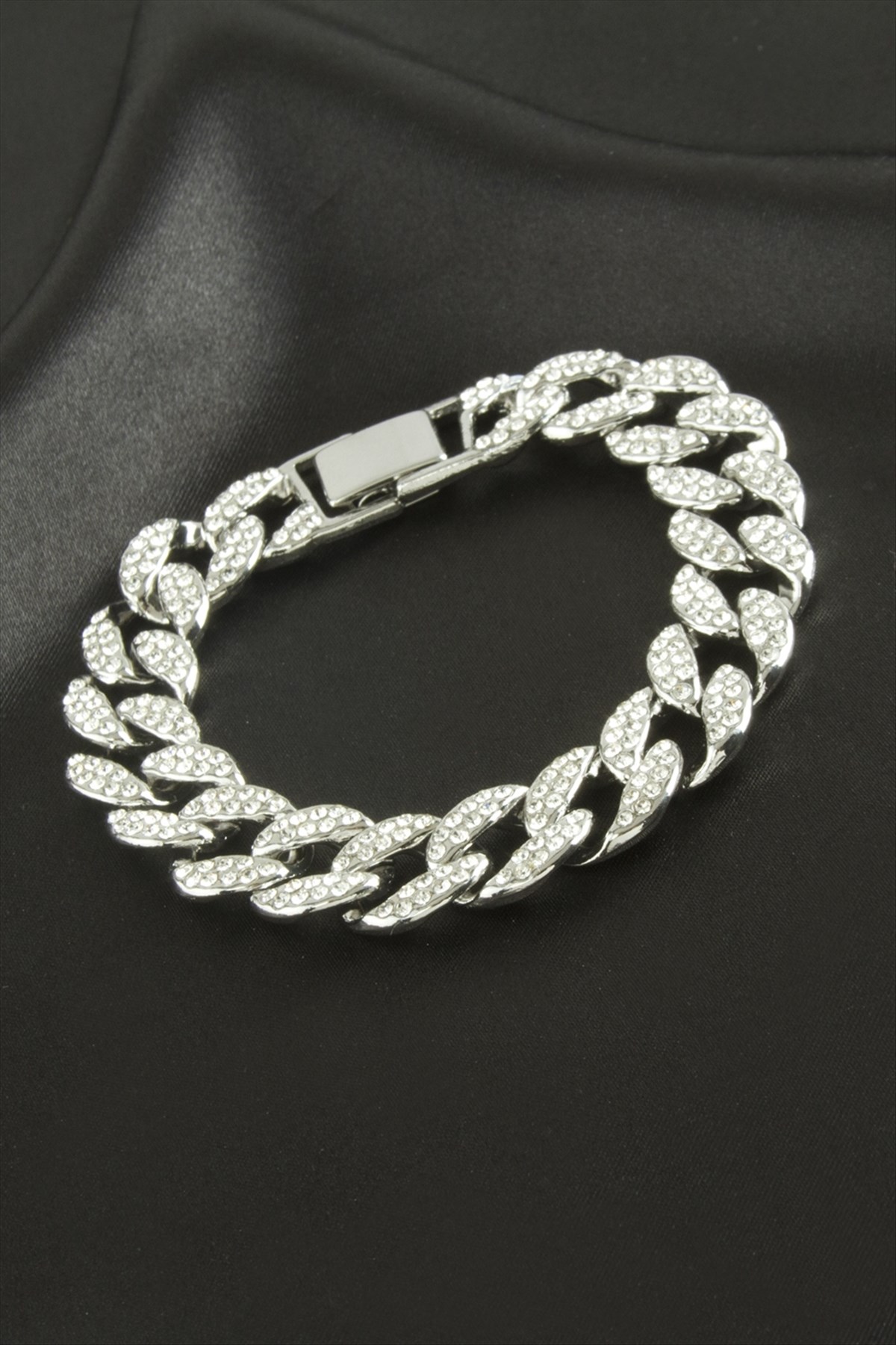 Chain Zirkon Taşlı Lüks Çelik Zincir Bileklik