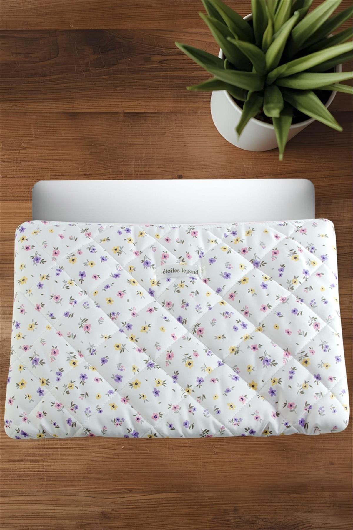 Çiçek Desenli Labtop Bilgisayar Çantası 15*16 inç