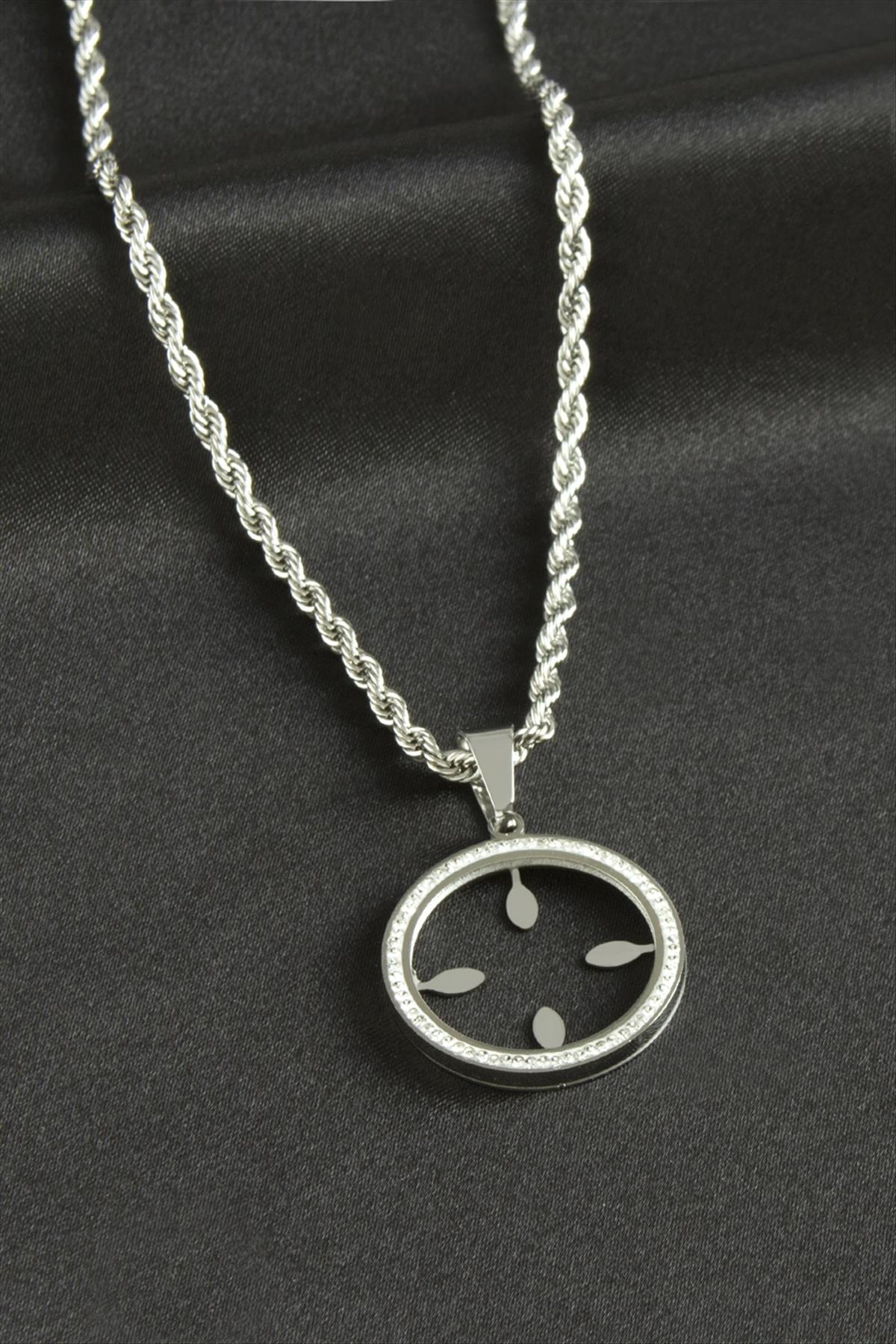 Çiçek Lüks Çelik Kolye