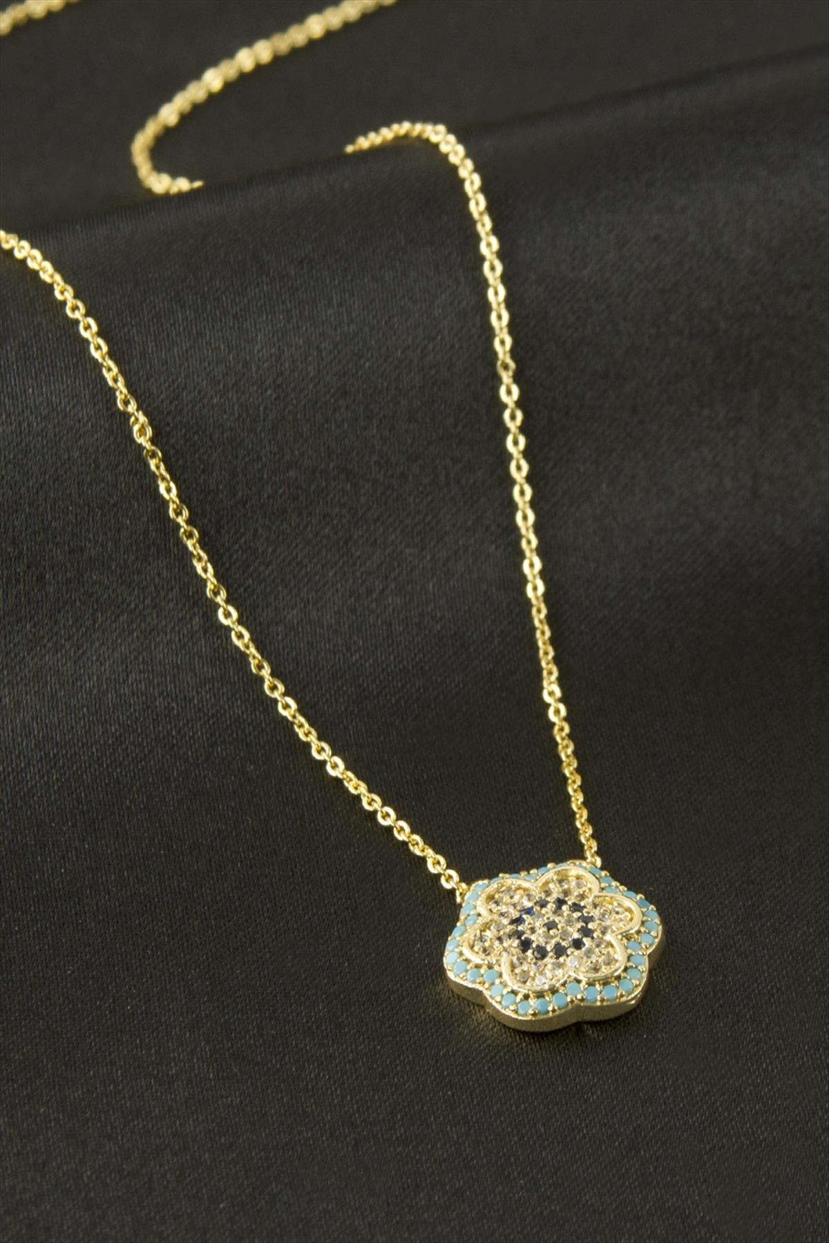 Çiçek Nazar Zirkon Taşlı Kolye