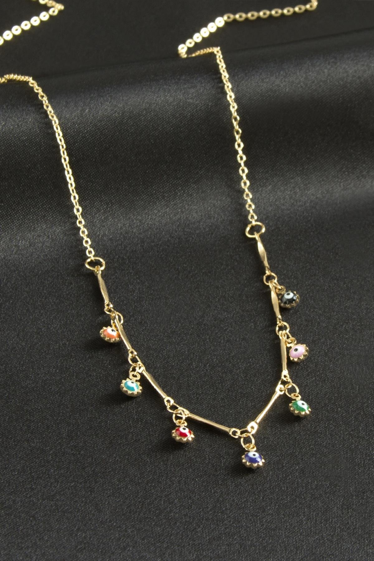 Çivili Nazarlı Mineli Kolye