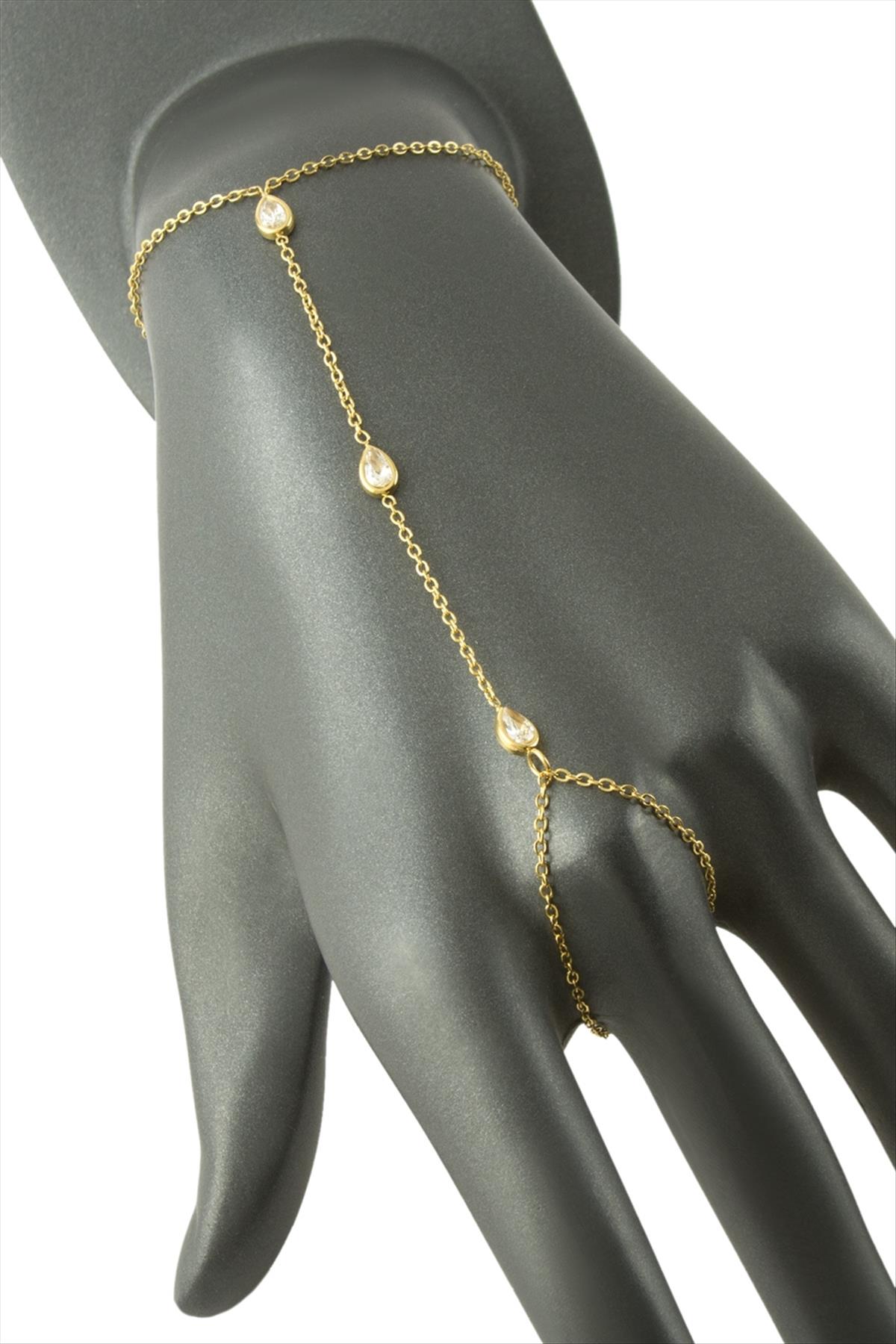 Damla Zirkon Taşlı Lüks Çelik Şahmeran