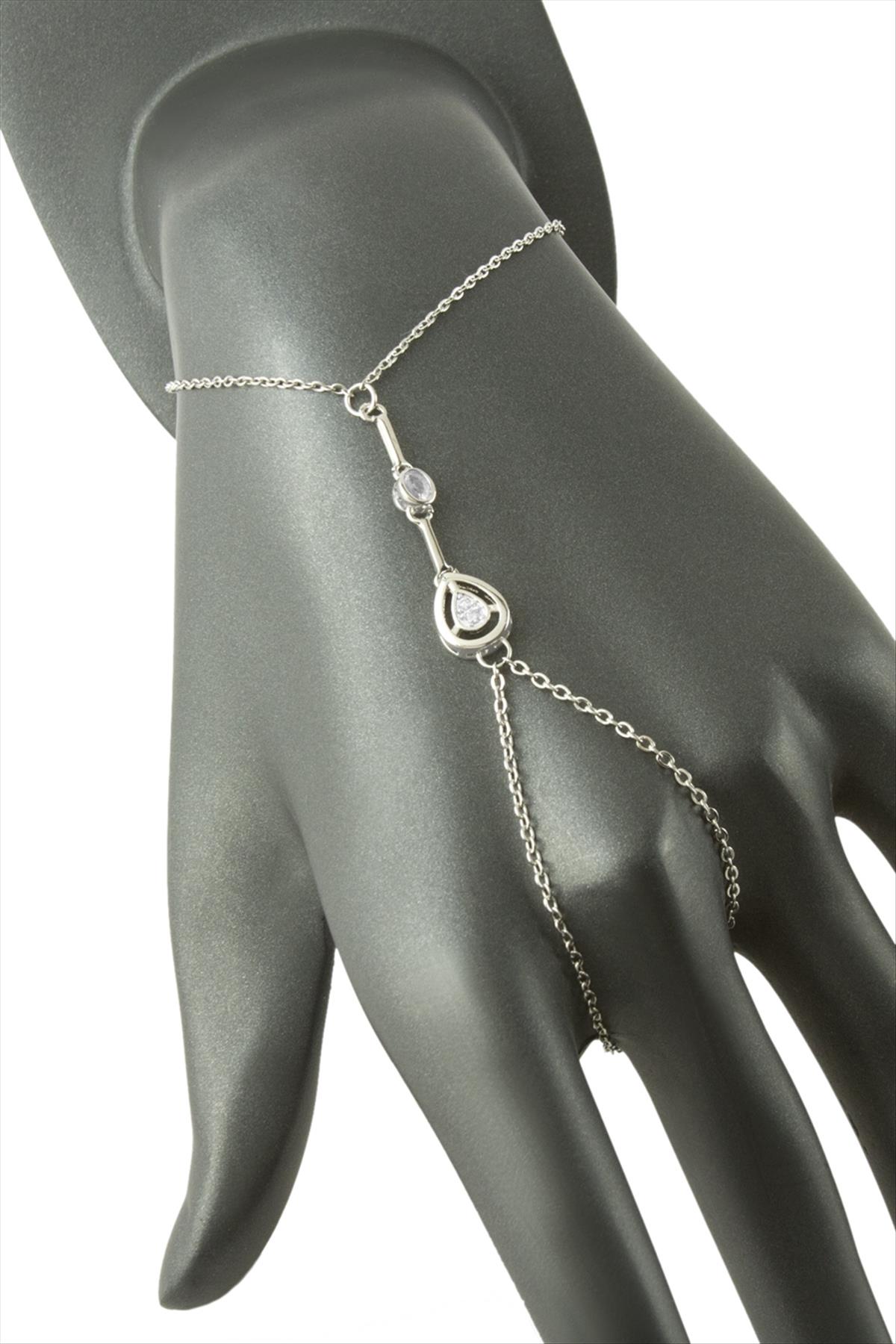 Damla Zirkon Taşlı Lüks Çelik Şahmeran