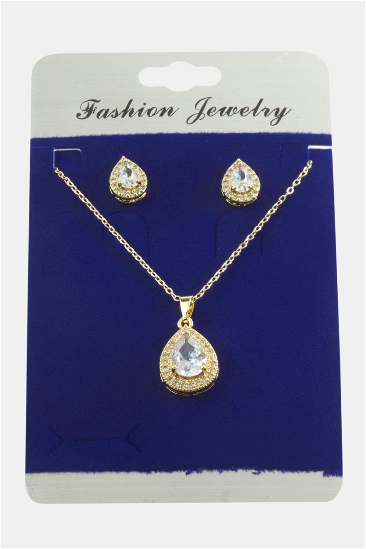 Damla Zirkon Taşlı Set Kolye