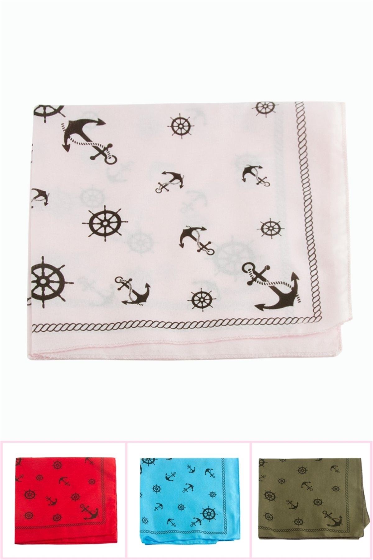Dümen Çapa Desenli Keten Bandana 50*50