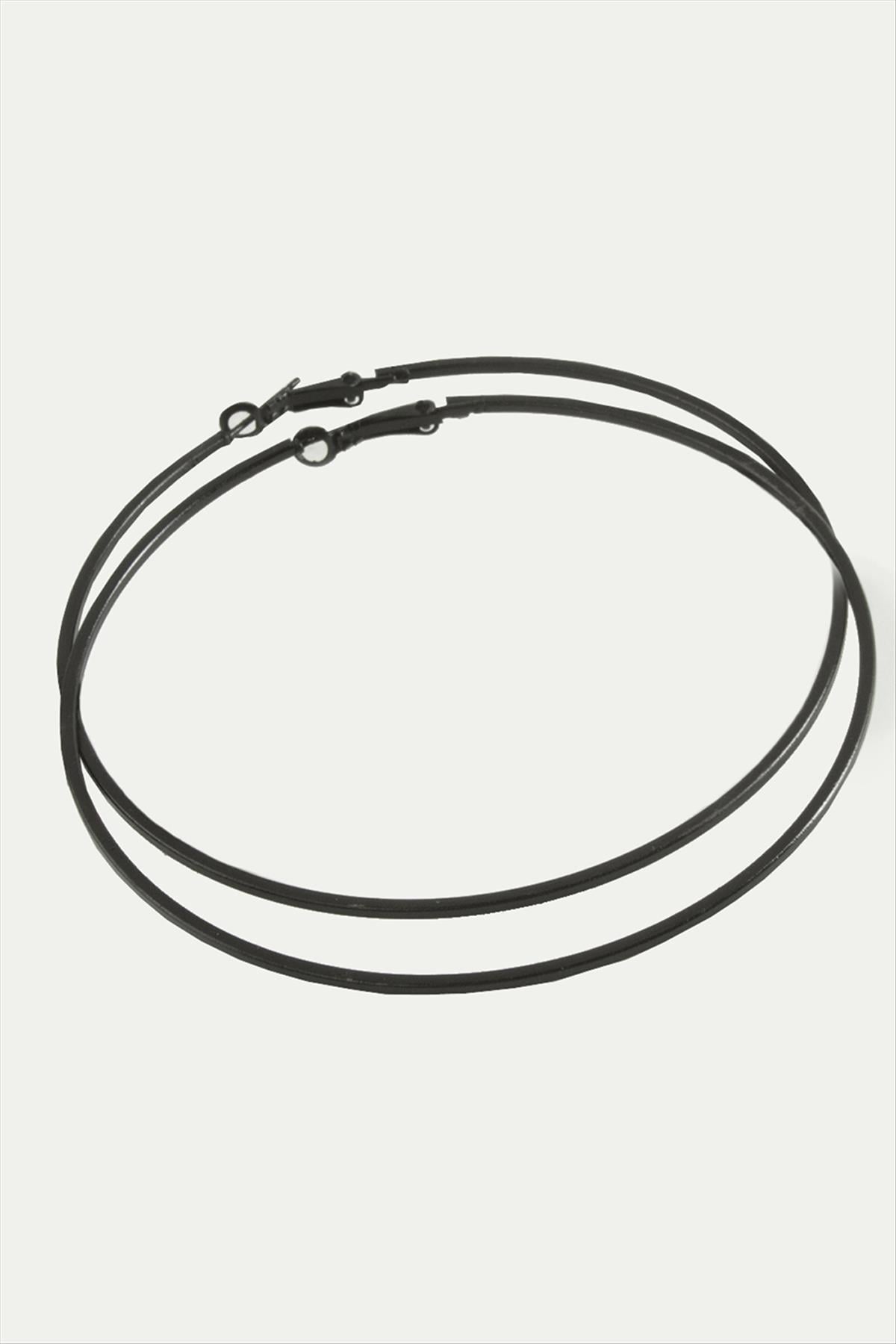 Ezme Çizgili Metal Halka Küpe 8-9-10 cm