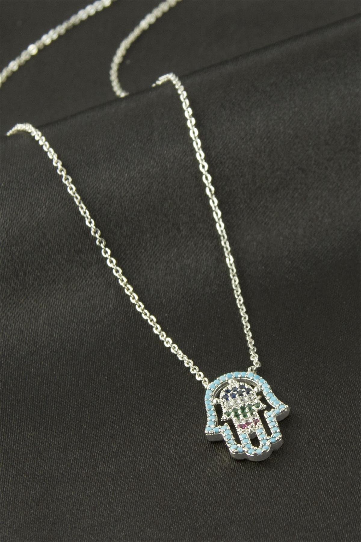 Ftm Ana Eli Zirkon Taşlı Kolye