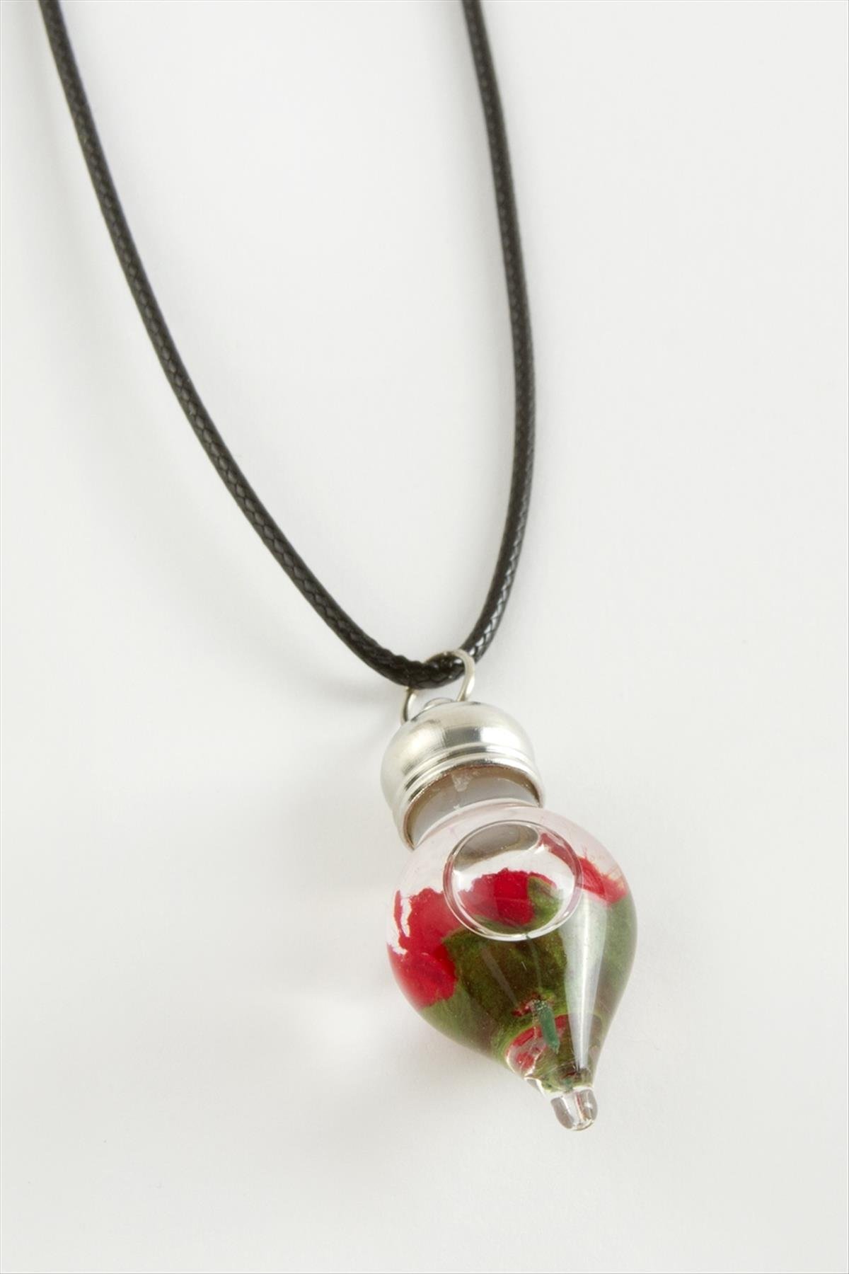 Gül Sulu Fanus Canlı Kolye