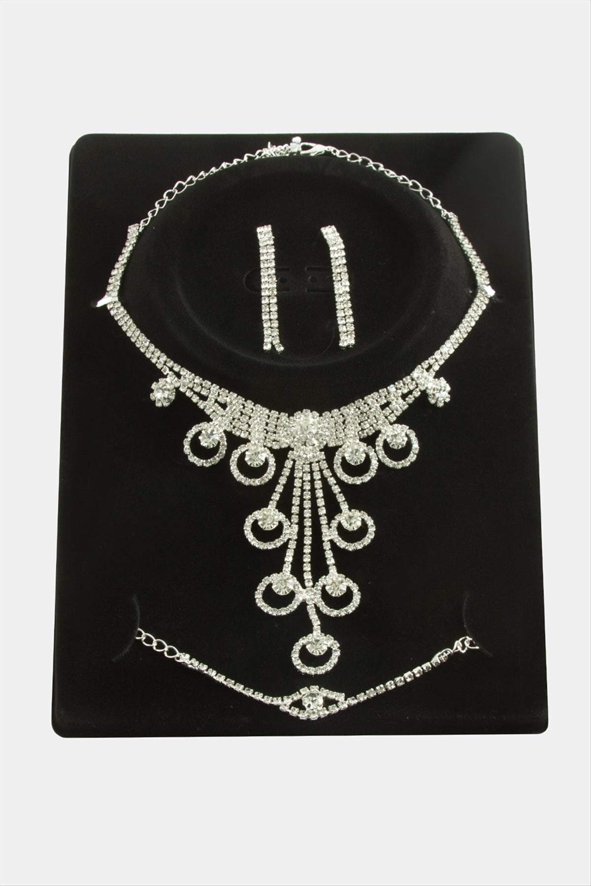 Halka Taşlı Lüks Set Kolye