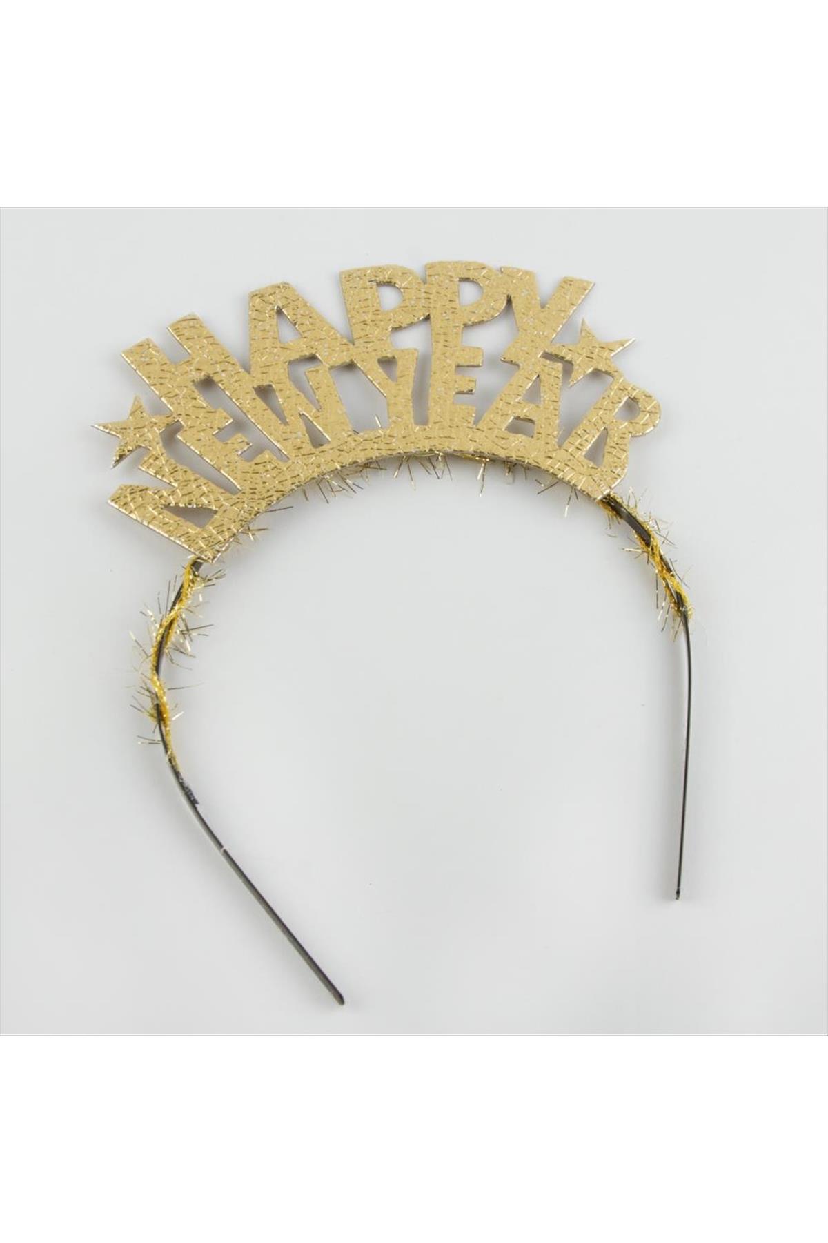 Happy New Year Yazılı Metal Parti Taçı