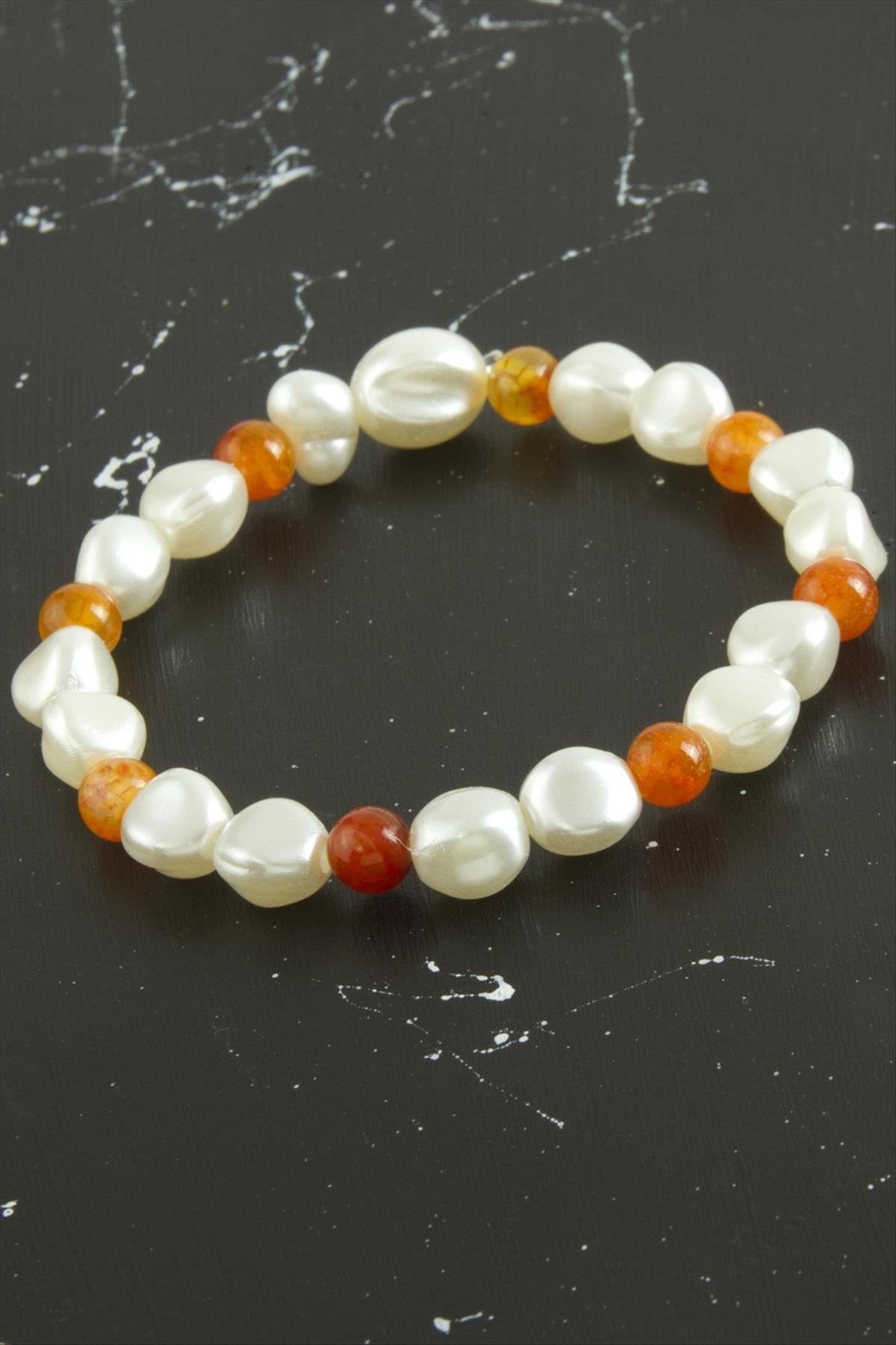 İnci Akik Doğaltaş Bileklik