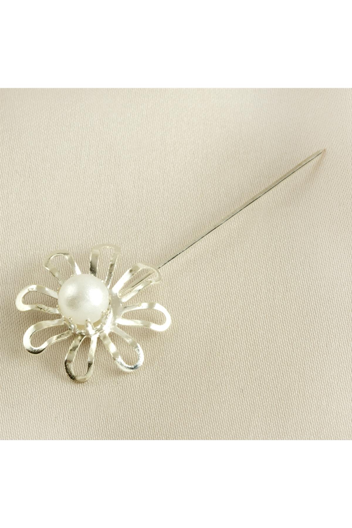 İnci Çiçek Eşarp İğnesi