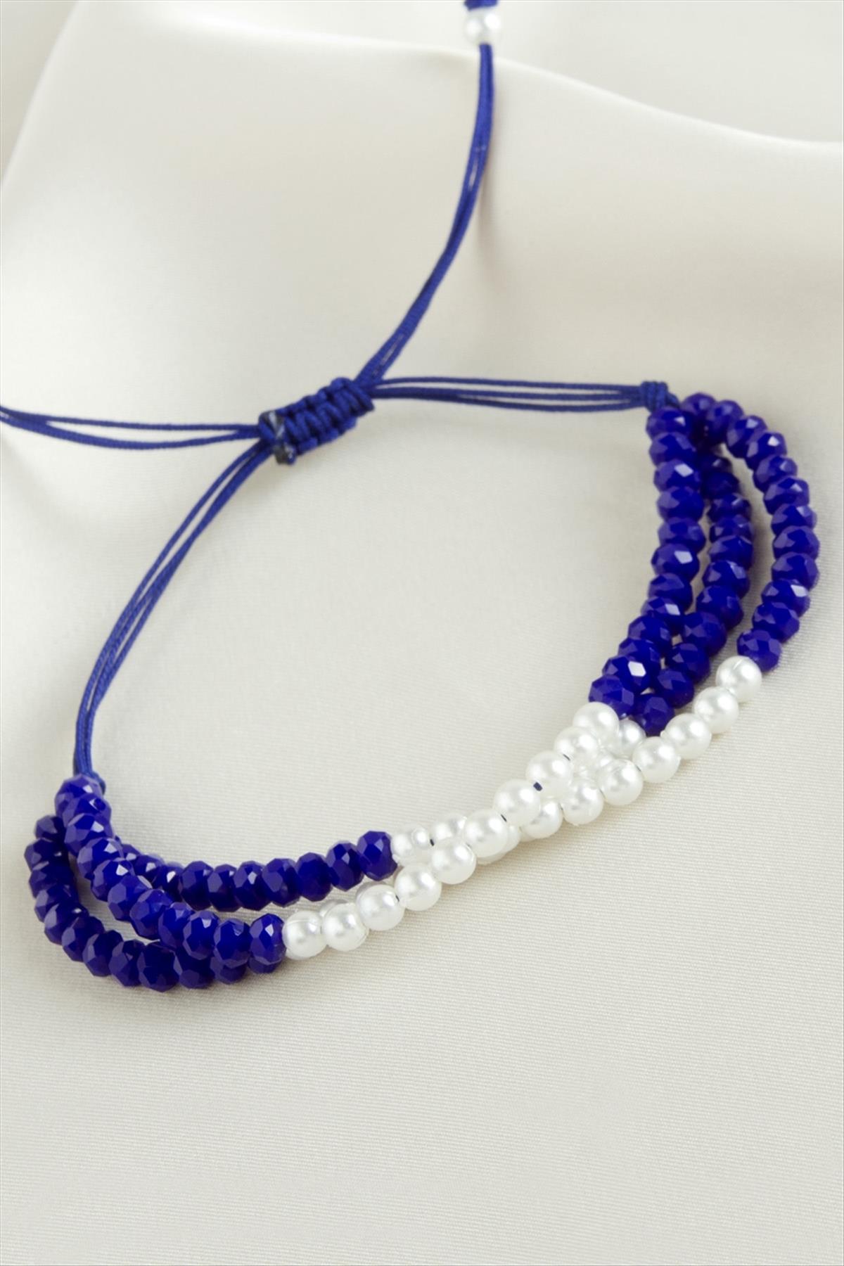 İncili Üçlü Kristal Bileklik