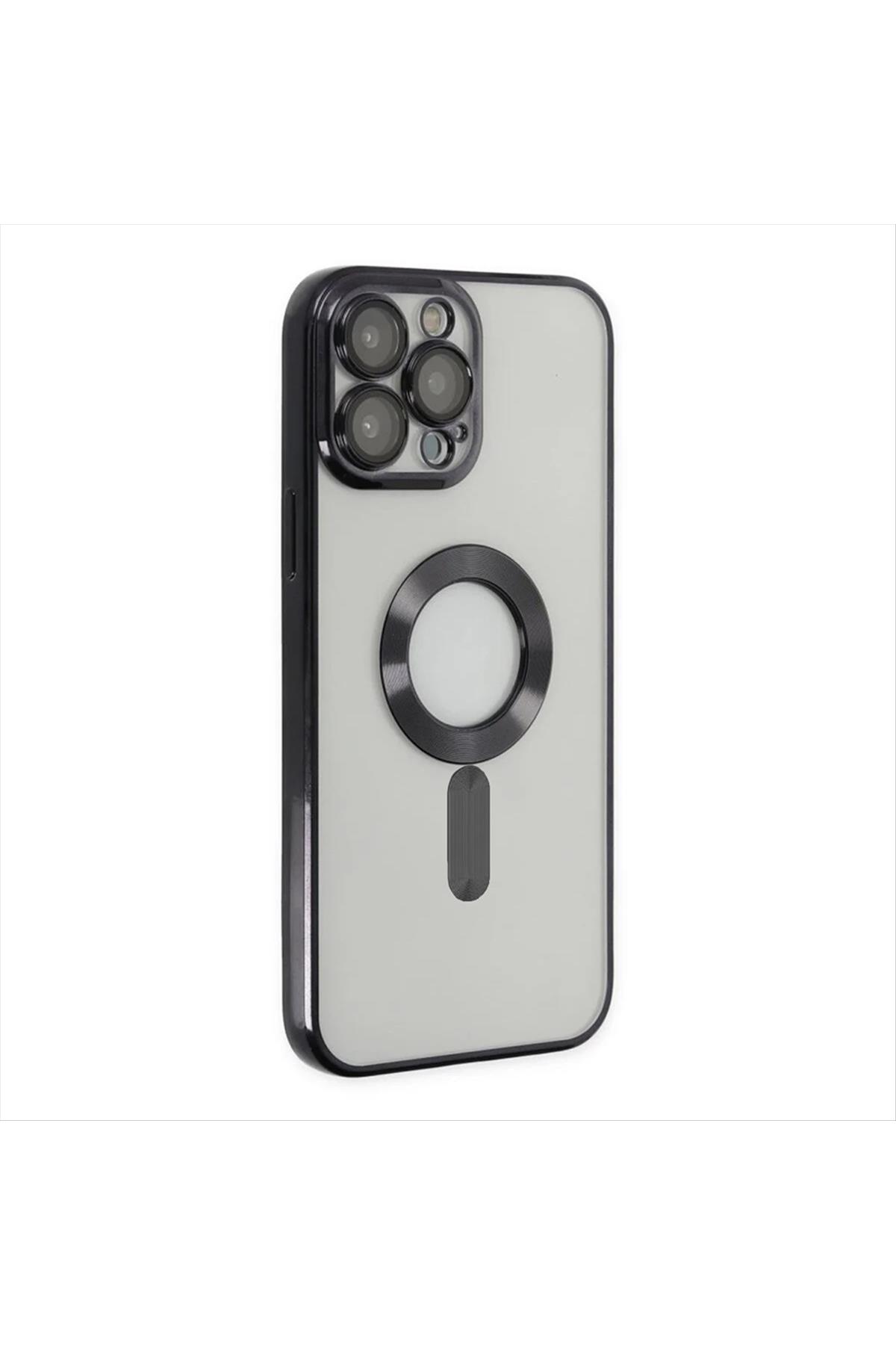 iPhone 12 Pro Max Lüx Magsaff Lazer Silikon Kılıf (Kamera Korumalı)