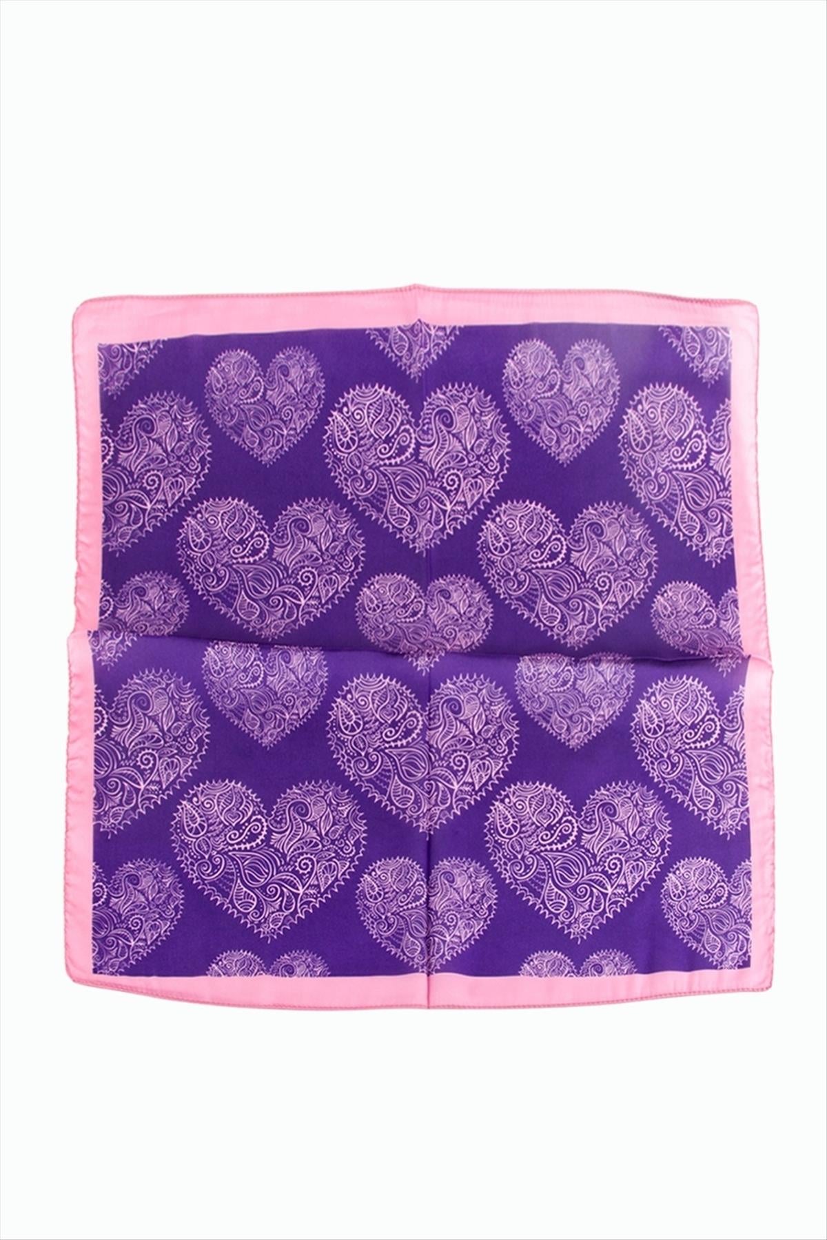 Kalp Desenli Zr Şifon Fular 50*50 cm