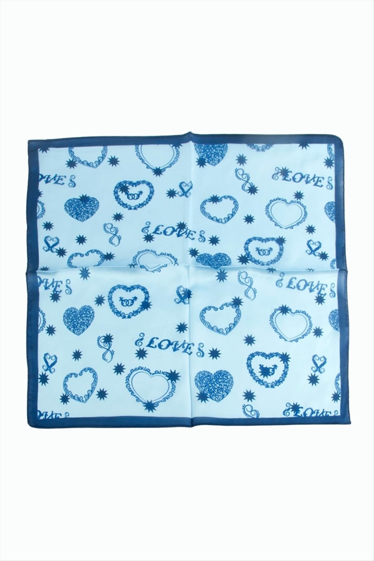 Kalp Desenli Zr Şifon Fular 50*50 cm