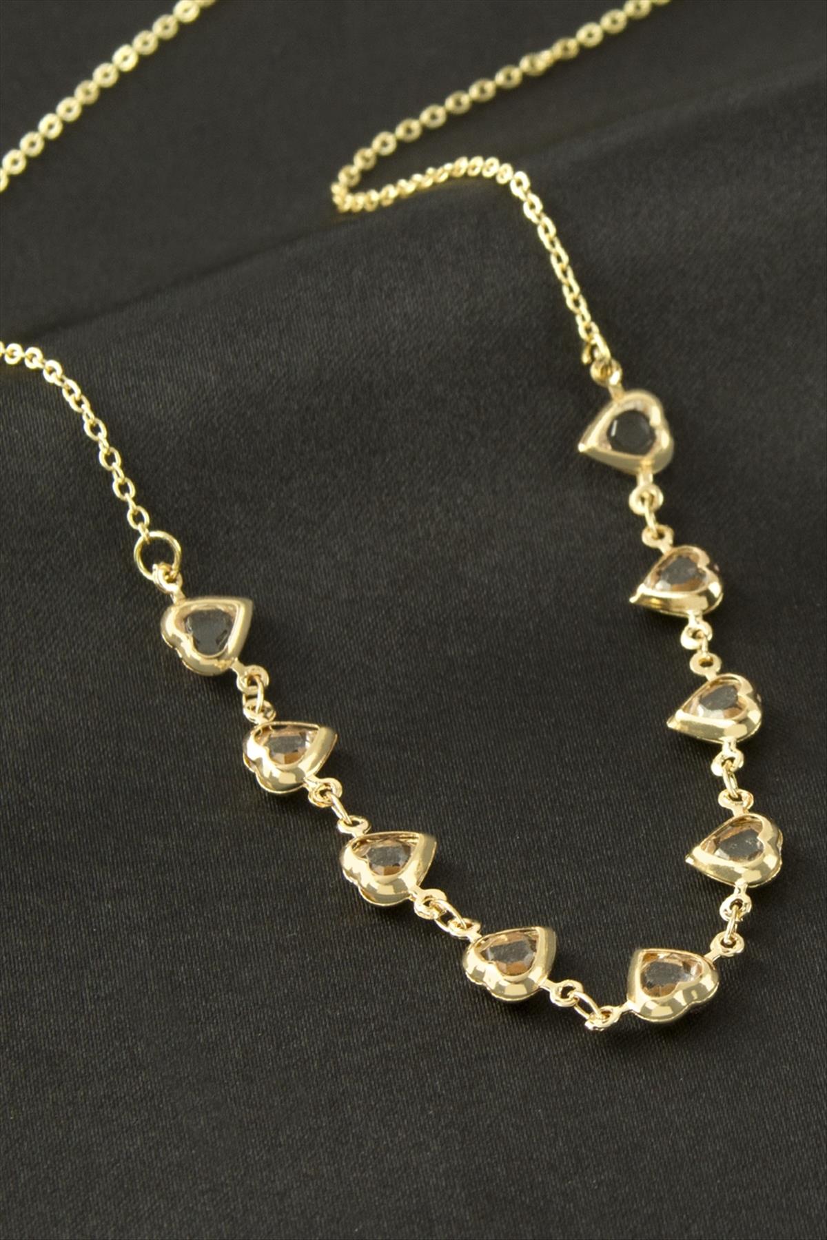 Kalp Kristal Taşlı Kolye