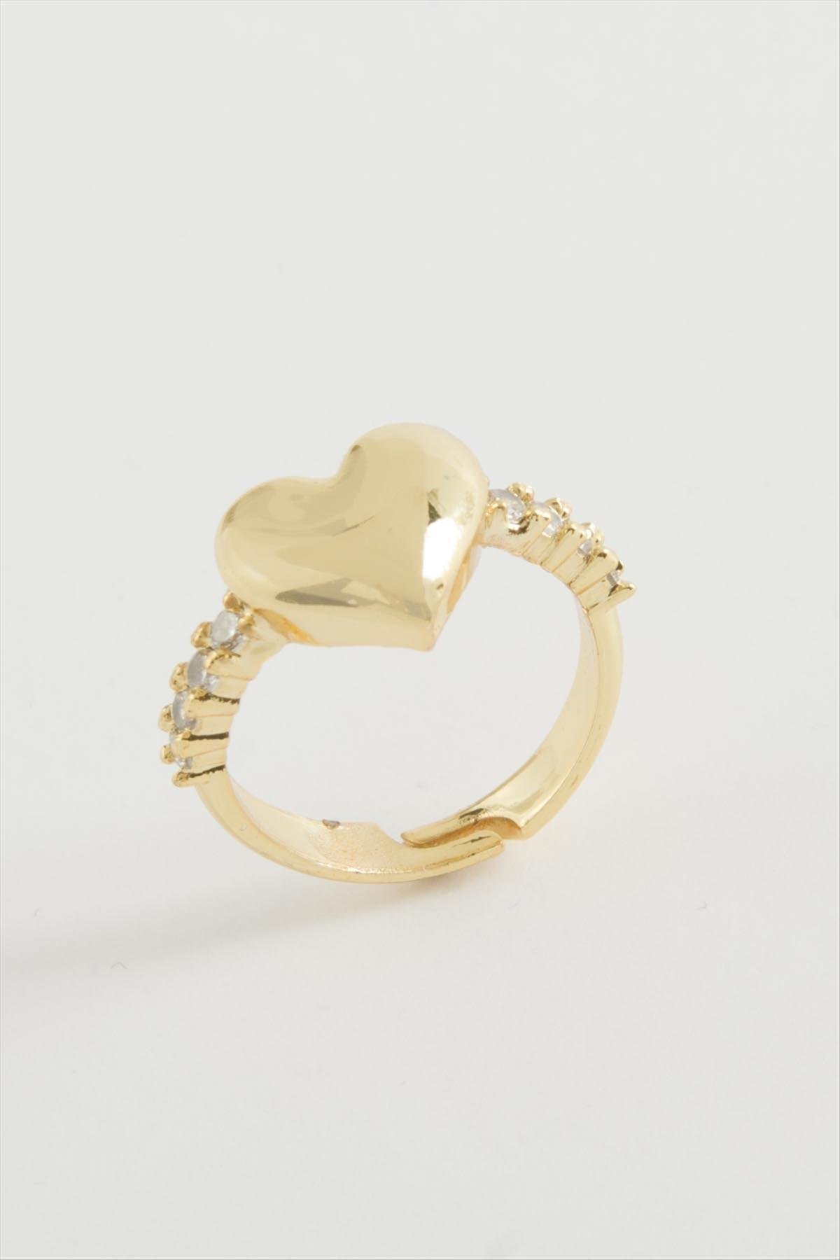 Kalp Taşlı Metal Yüzük