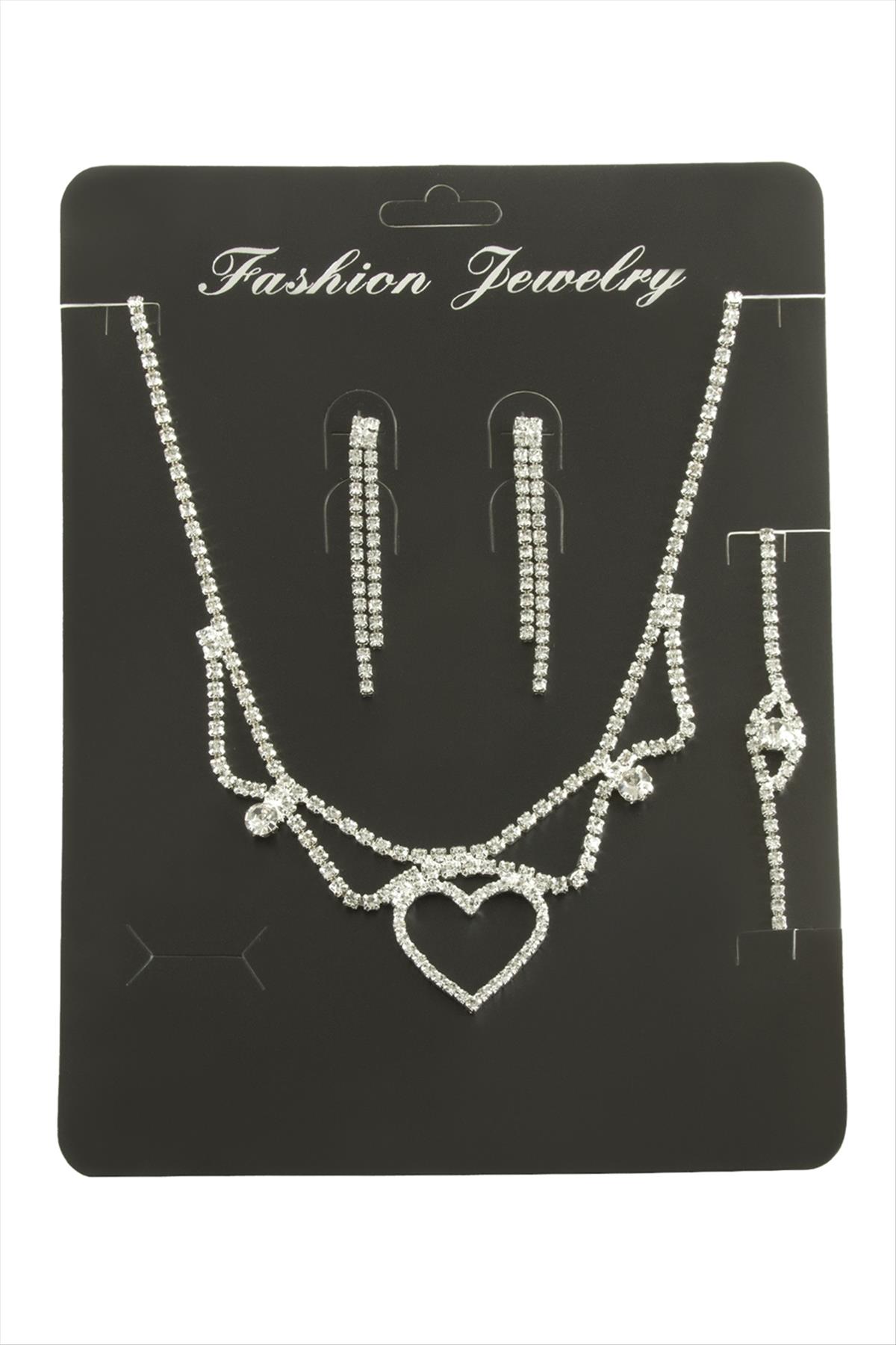 Kalp Taşlı Set Kolye