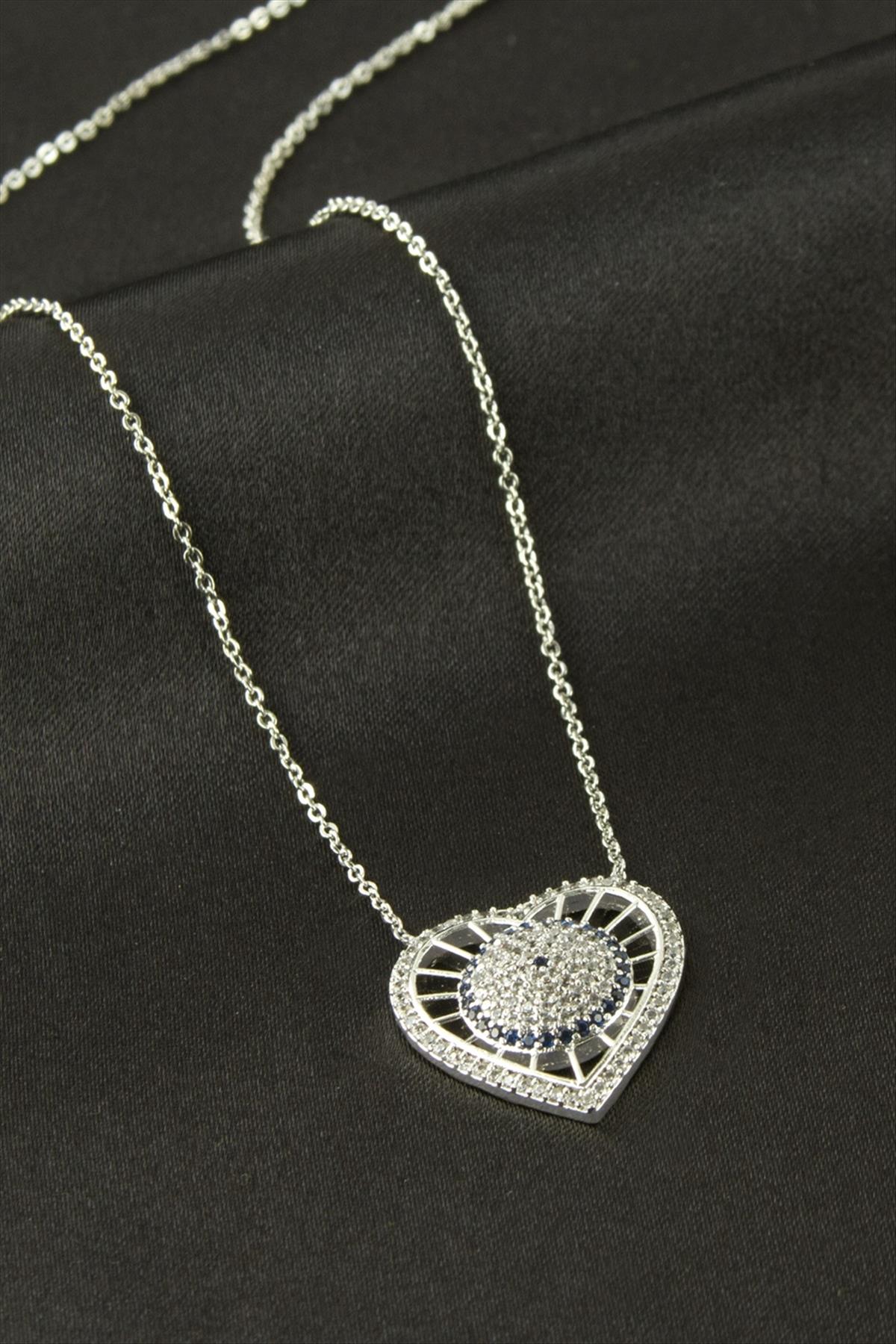 Kalp Zirkon Taşlı Kolye