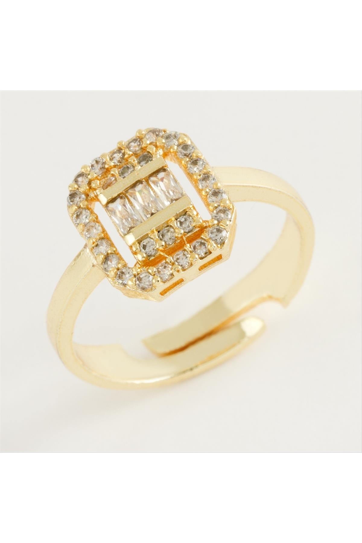 Kare Baget Taşlı Yüzük
