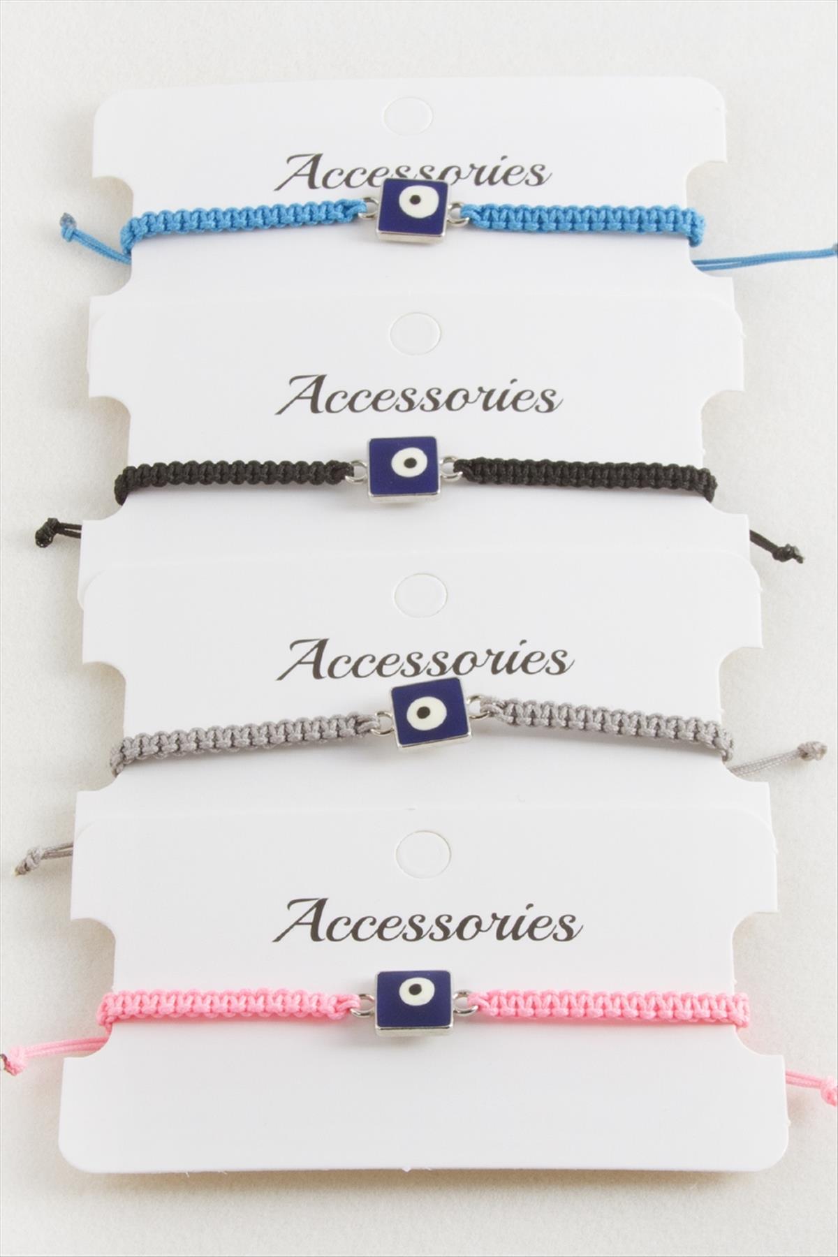 Kare Nazar Makrome Örgülü Bileklik