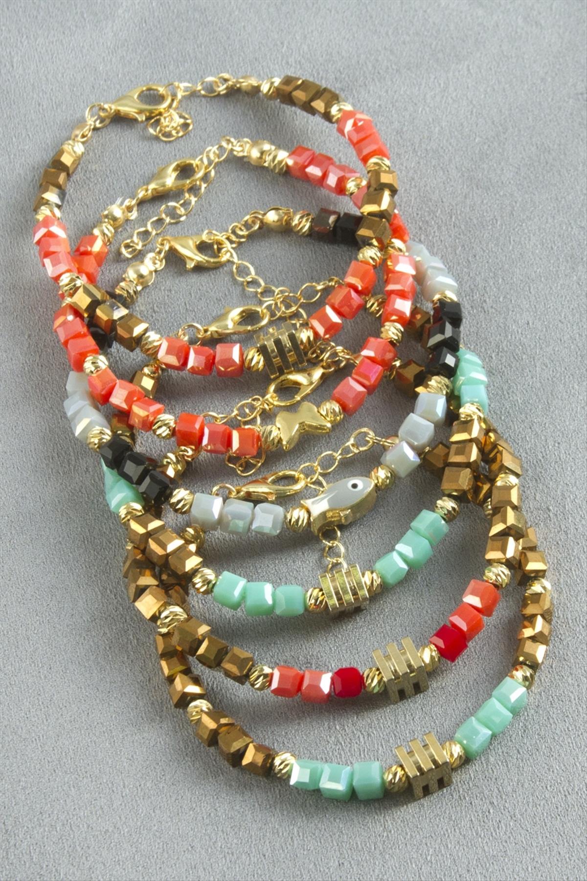 Karışık Figürlü Küp Kristal Bileklik