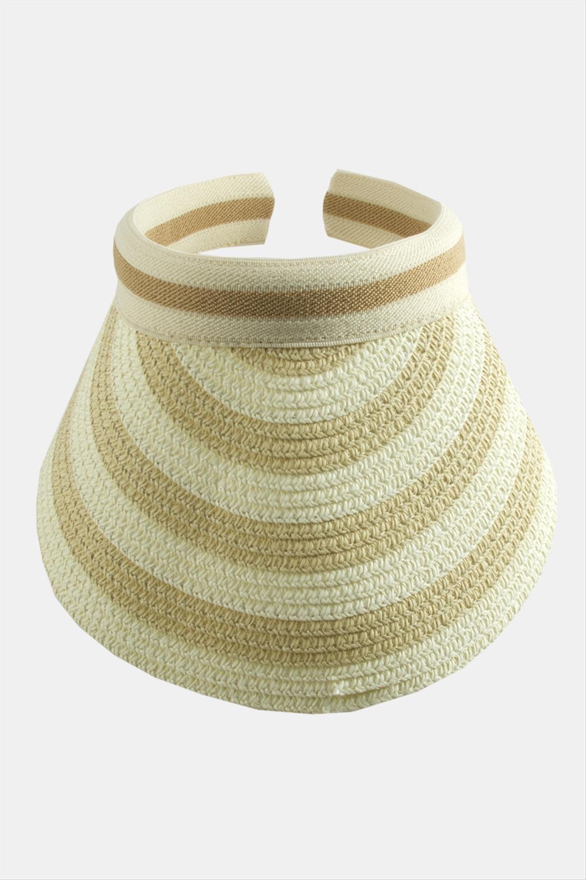 Kasketli Hasır Plaj Şapkası