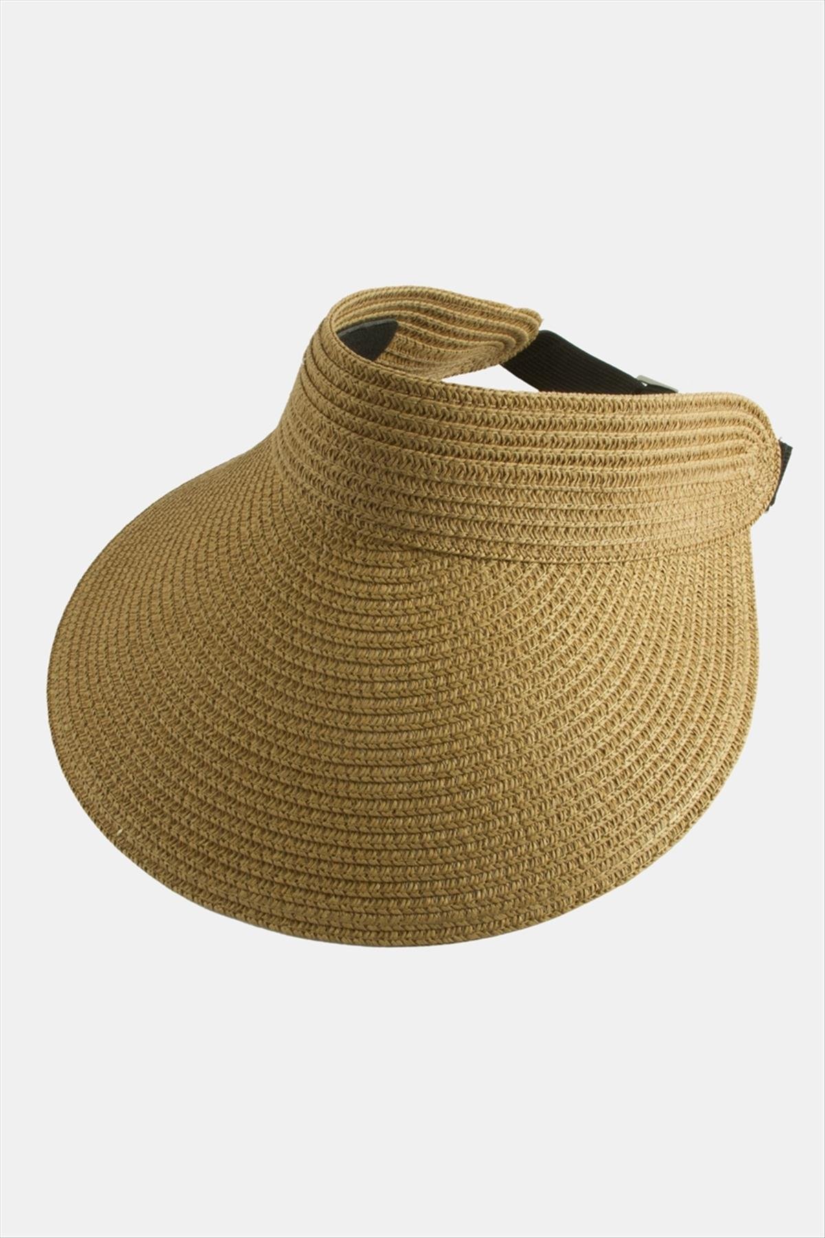 Kasketli Hasır Plaj Şapkası