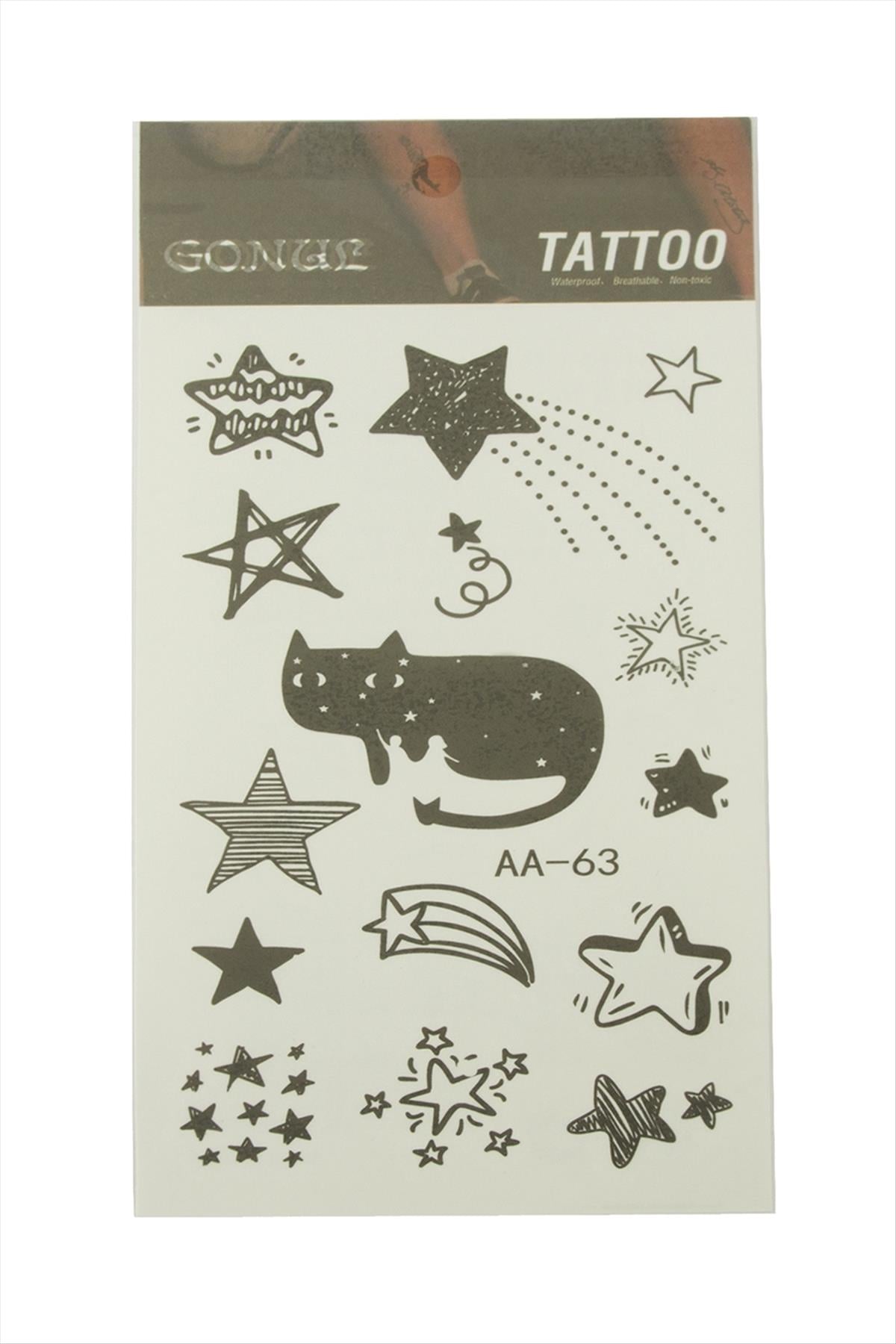 Kedi Yıldız Tattoo Dövme Sticker