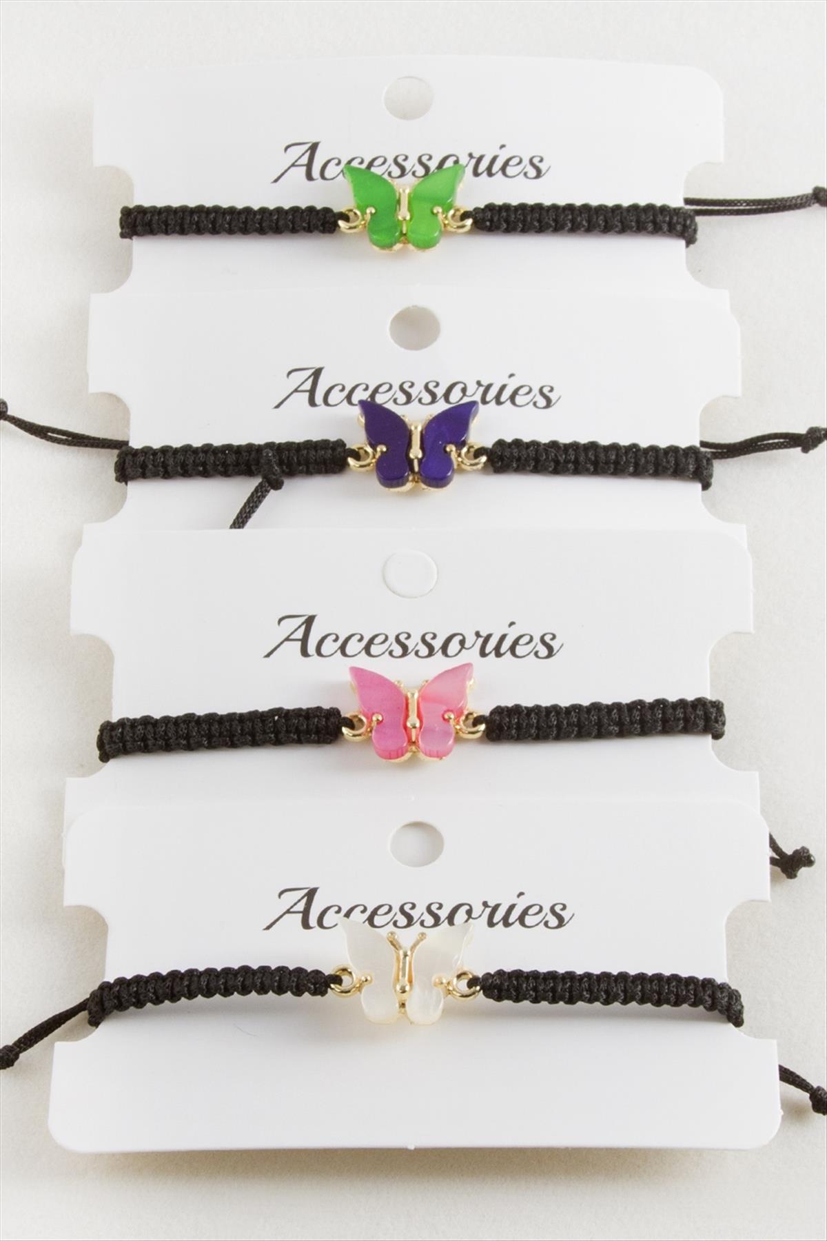 Kelebek Polyester Makrome Örgülü Bileklik