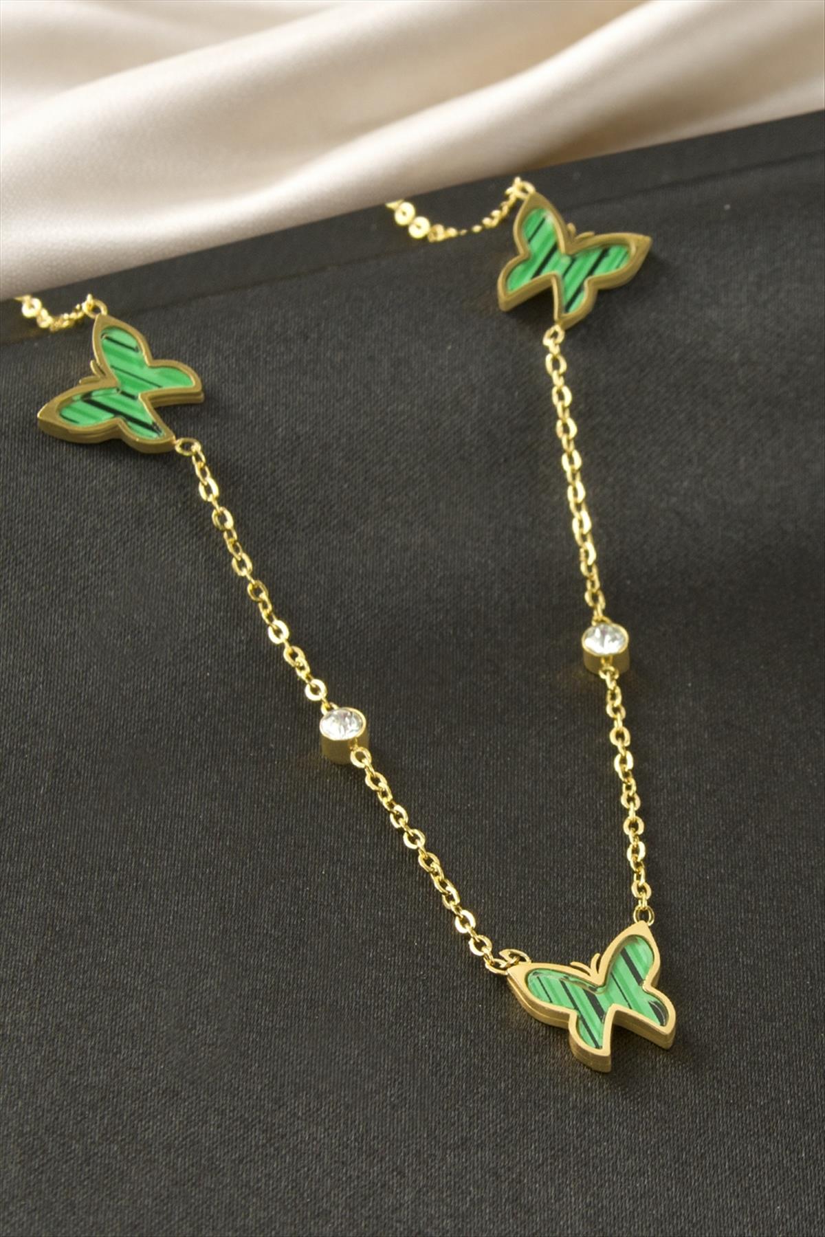 Kelebek Sedef Çelik Kolye