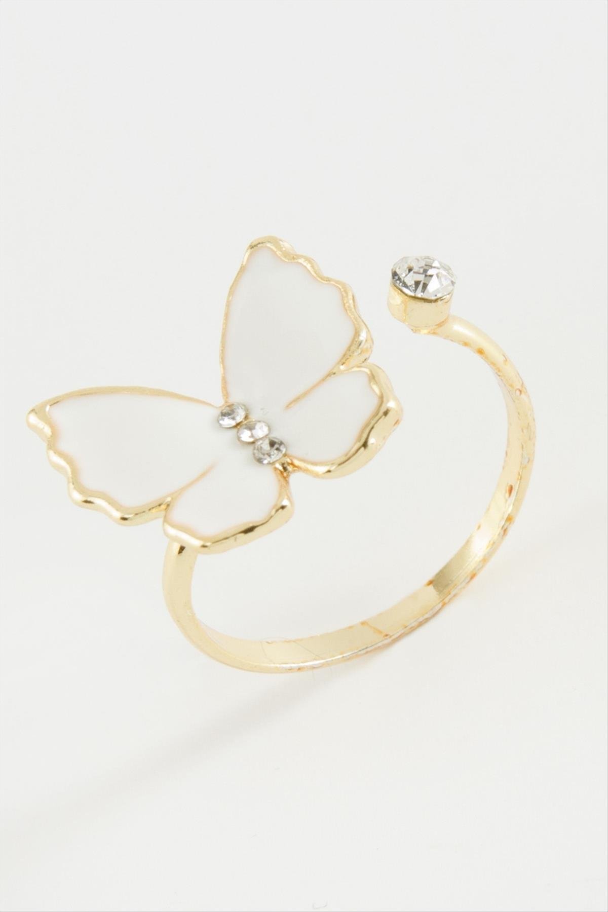 Kelebek Taşlı Mineli Yüzük Küçük