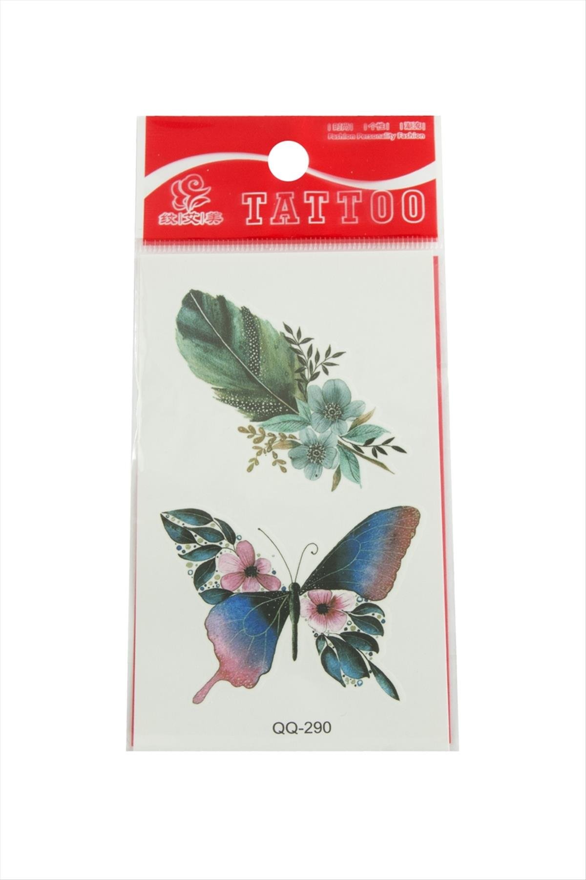 Kelebek Yaprak Tattoo Dövme Sticker