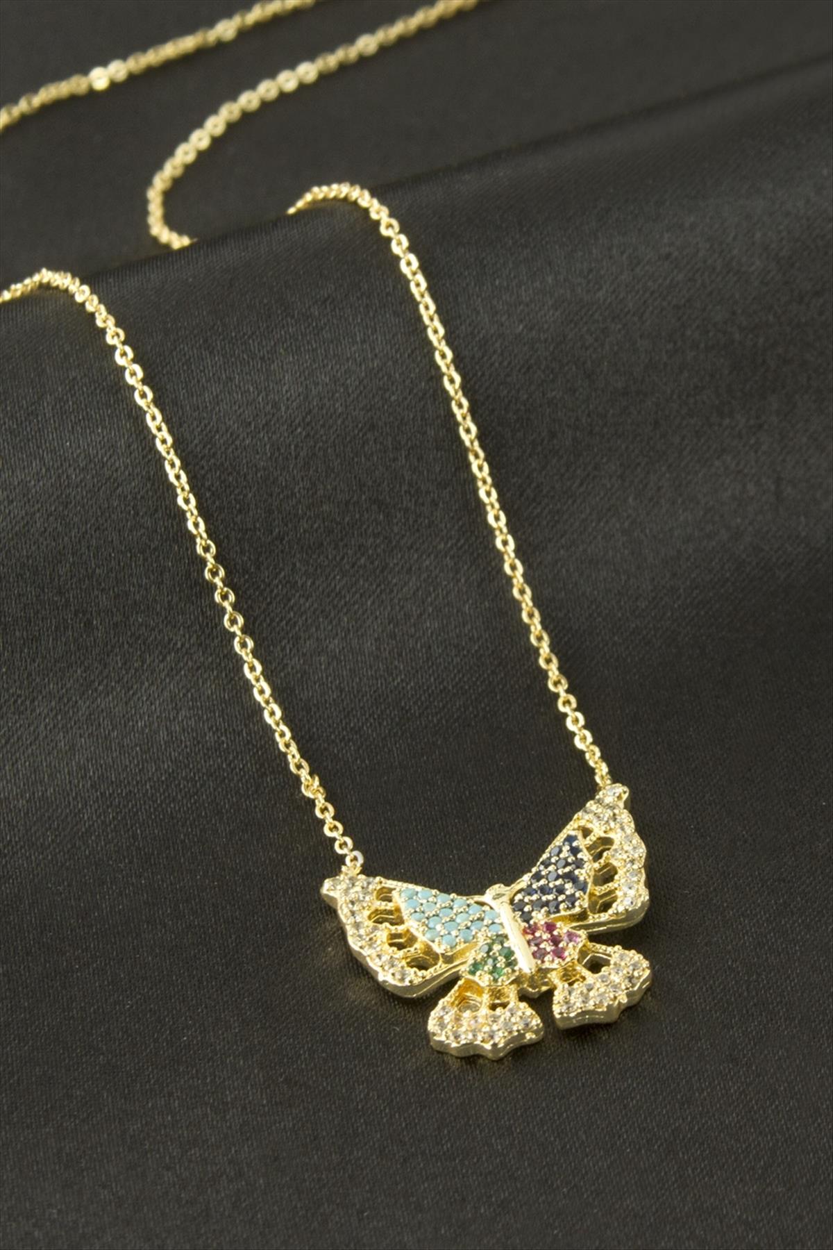 Kelebek Zirkon Taşlı Kolye