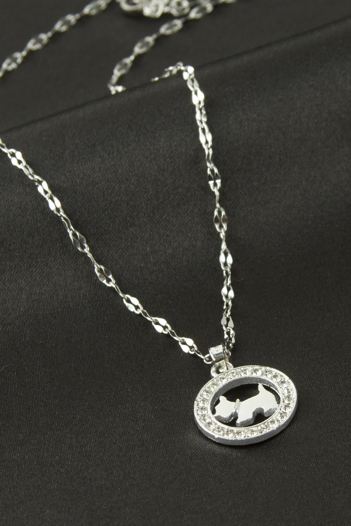 Köpek Zirkon Taşlı Kolye