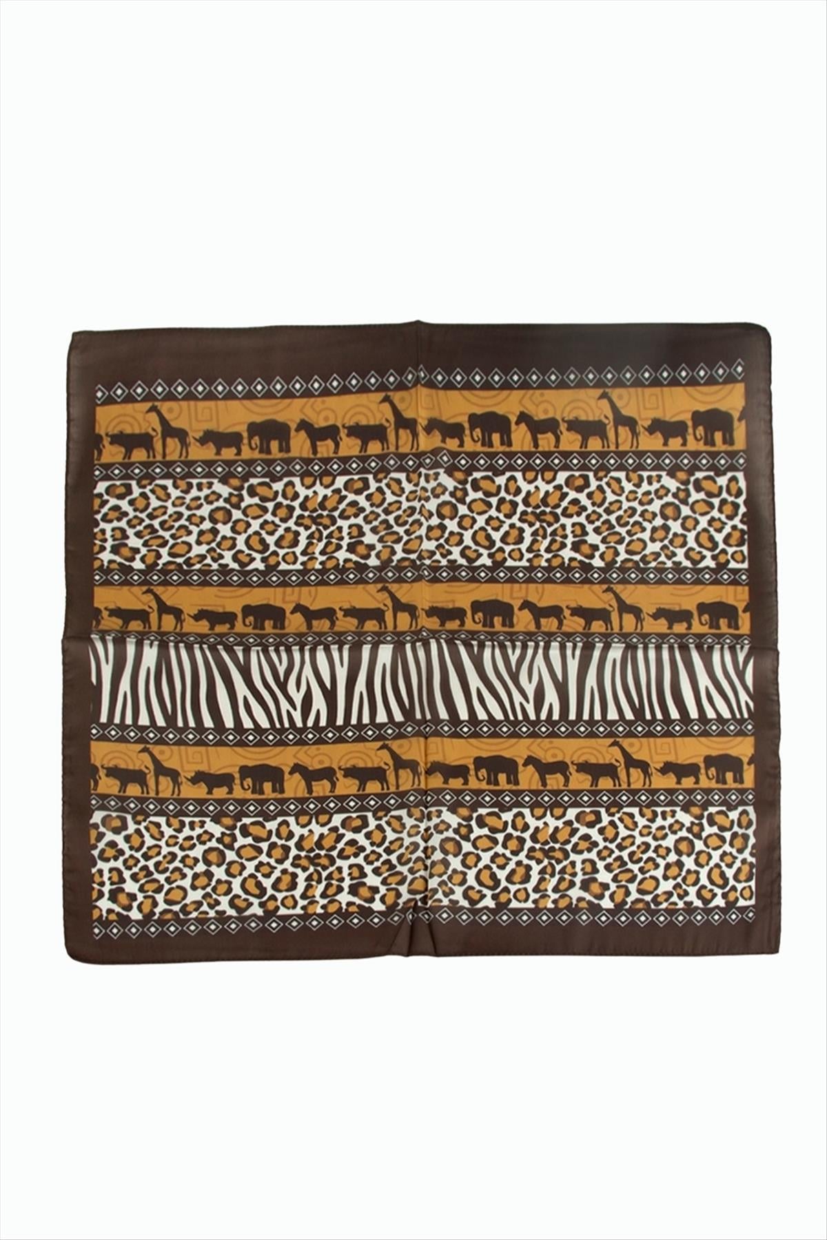 Leopar Desenli Zr Şifon Fular 50*50 cm