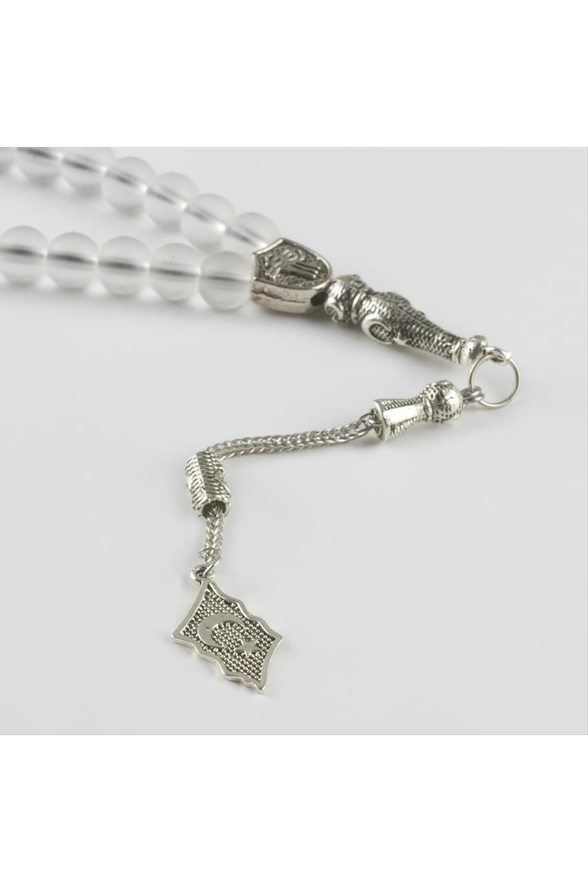 Mercan-Buzlu Kuvars Doğaltaş Tesbih 8 mm