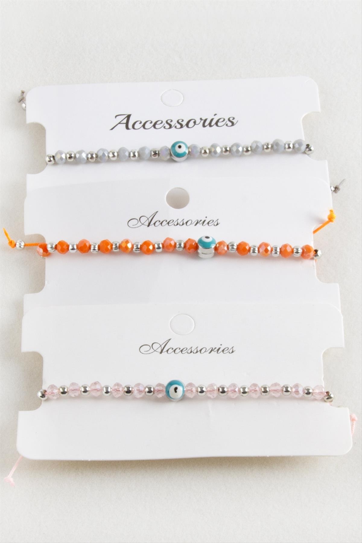 Nazar Kristal Makrome İp Bileklik 6 mm