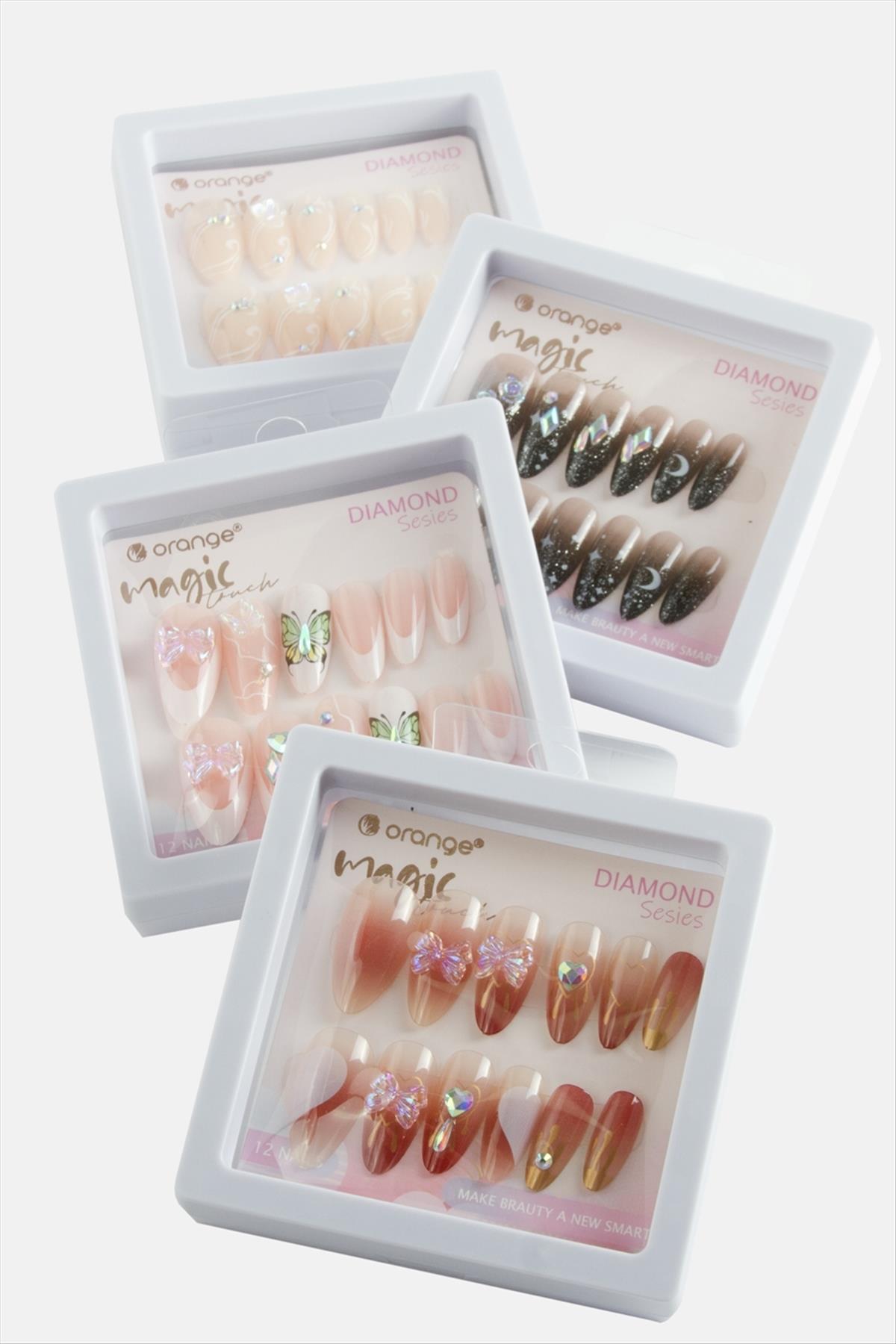 Orange Taşlı Takma Tırnak