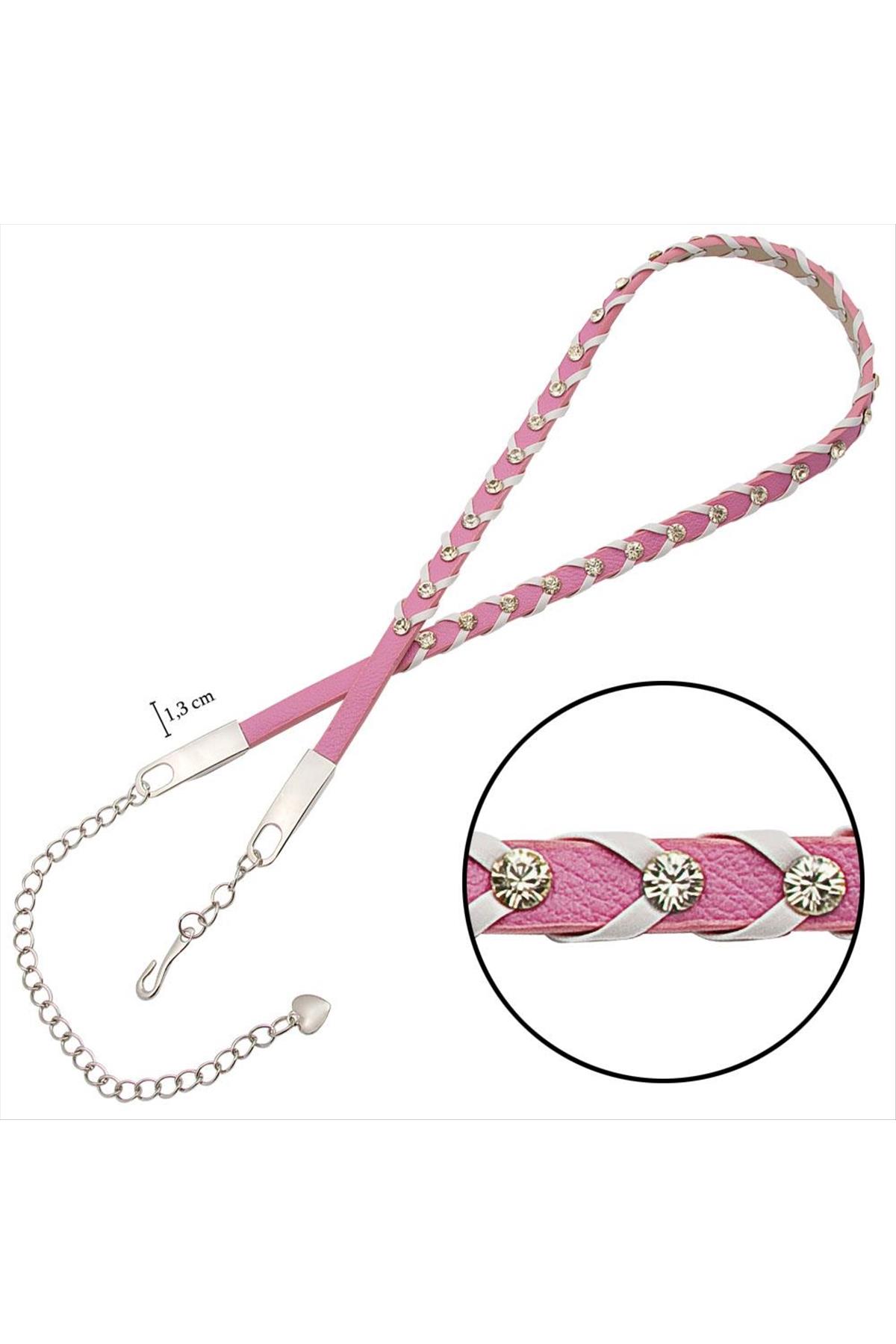 Örgülü Deri Taşlı Kemer