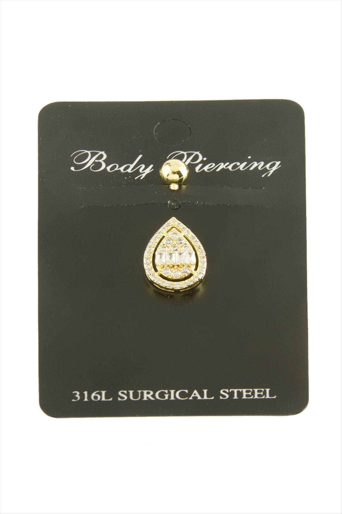 Oval Baget Taşlı Piercing 1 Adet