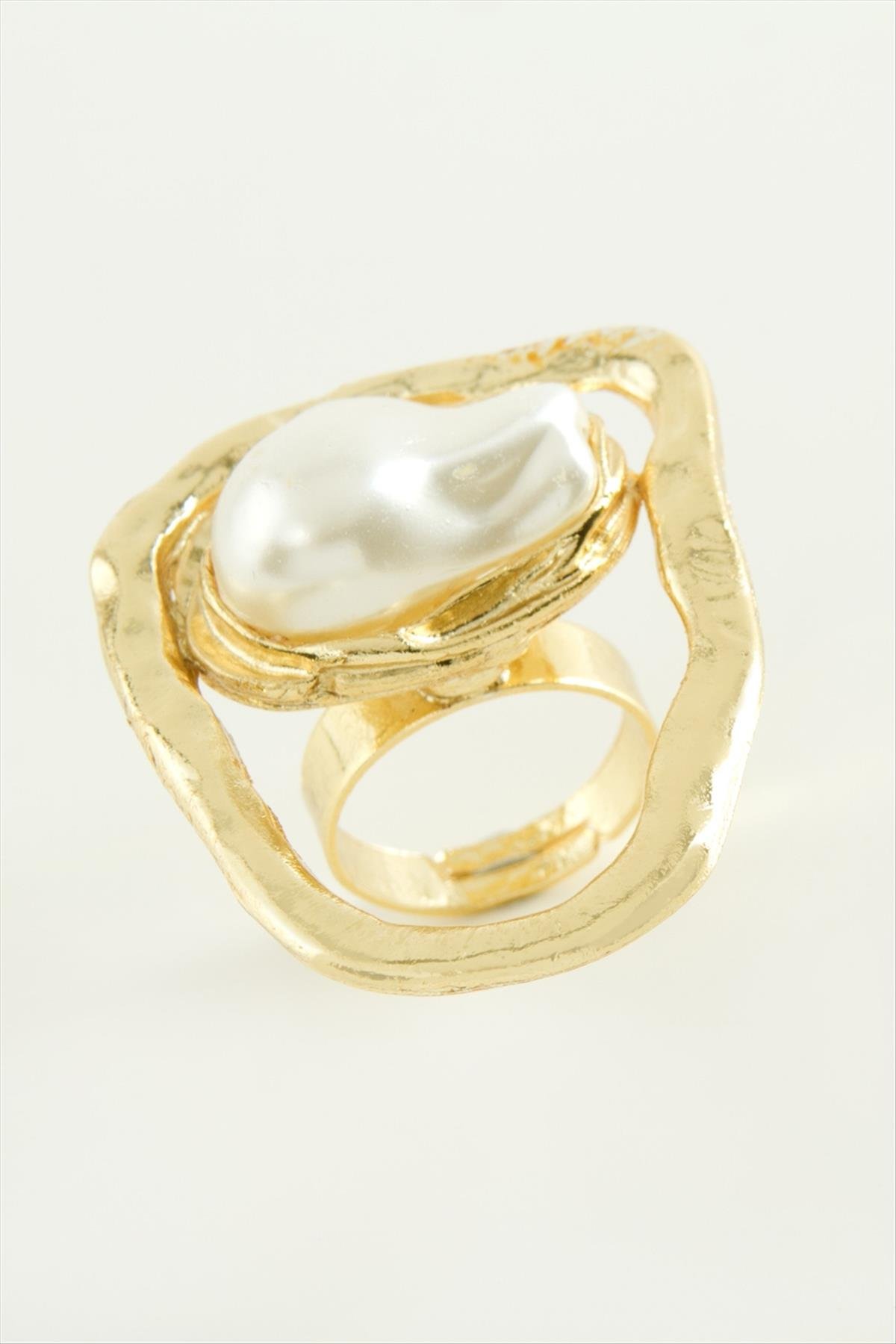 Oval İnci Metal Yüzük