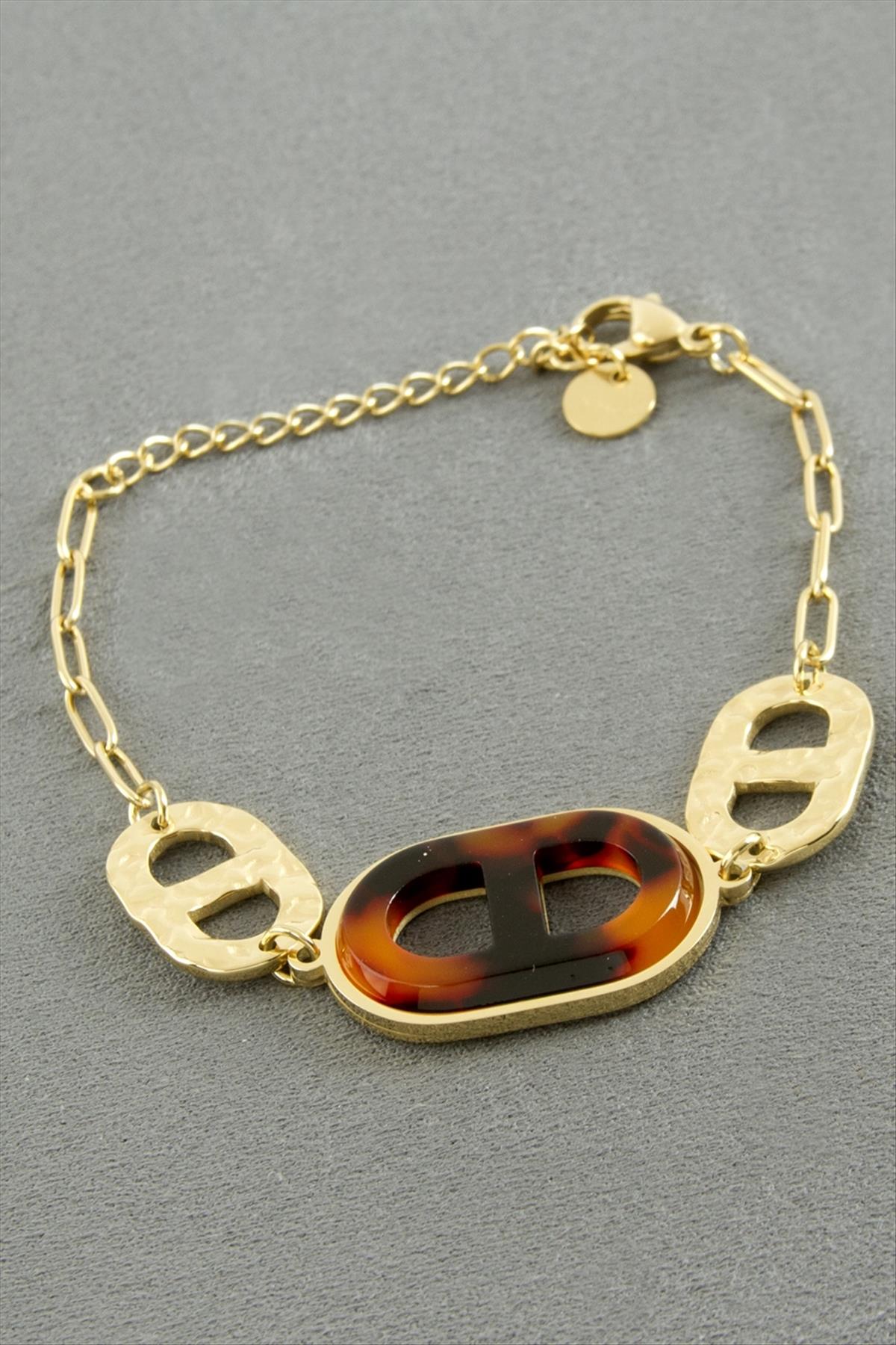 Oval Sedef Lüks Çelik Bileklik