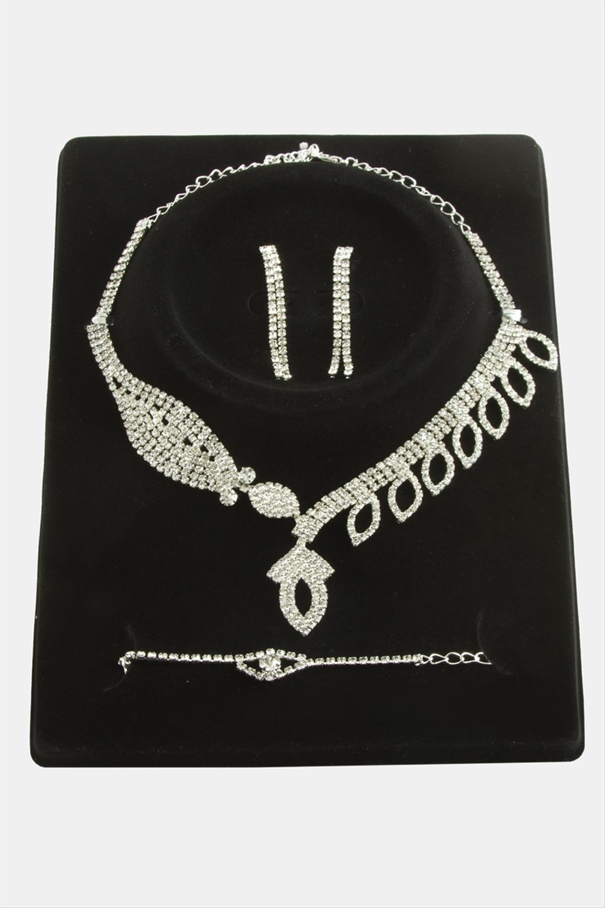 Oval Taşlı Lüks Set Kolye