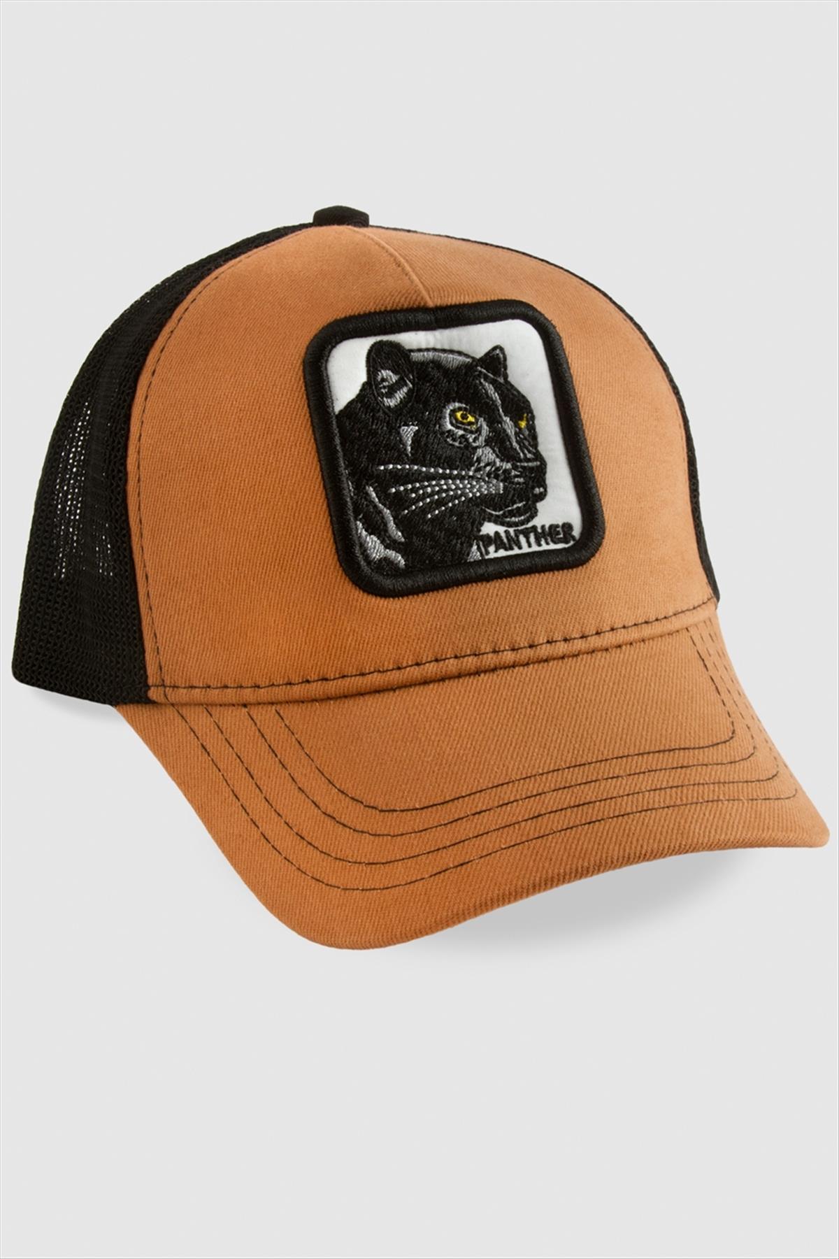 Panter İşlemeli Kasketli Şapka