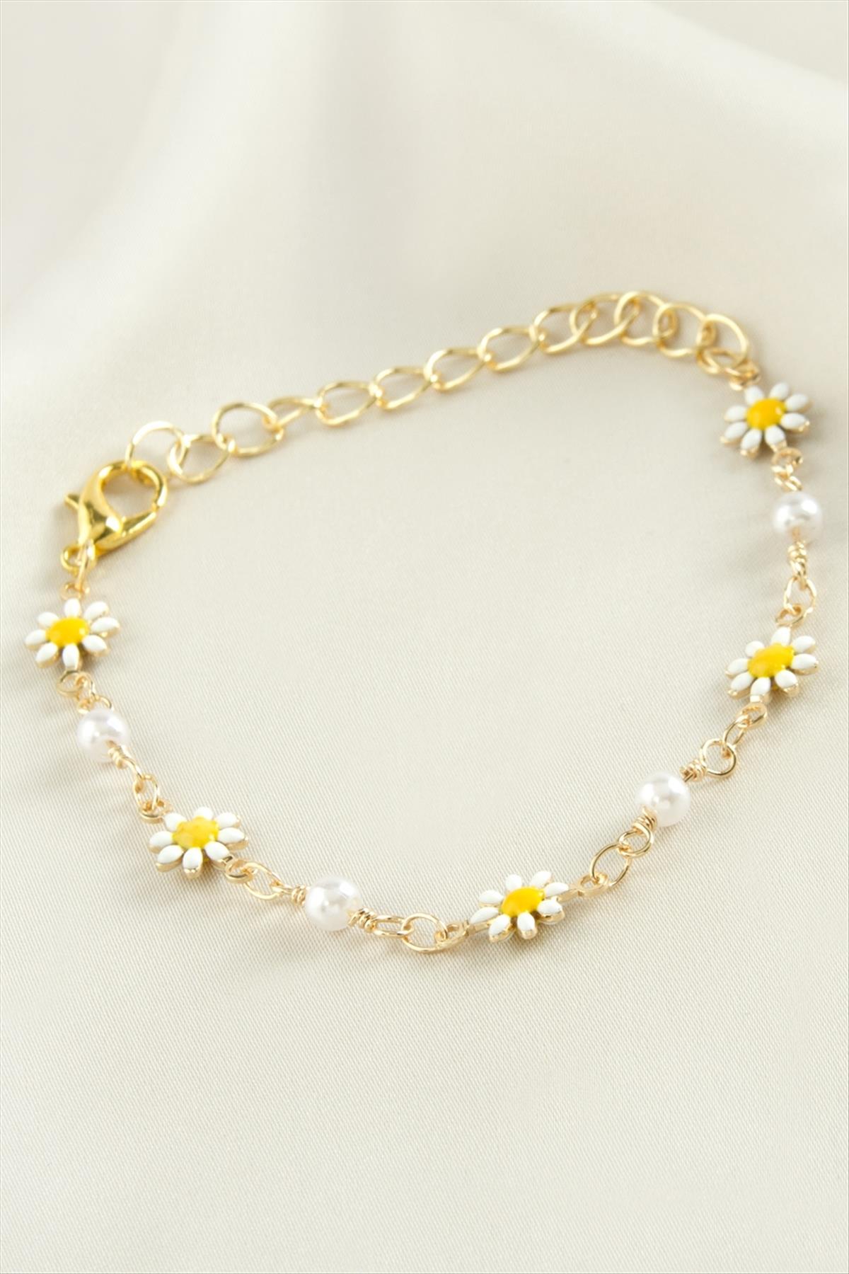 Papatya İnci Mineli Bileklik