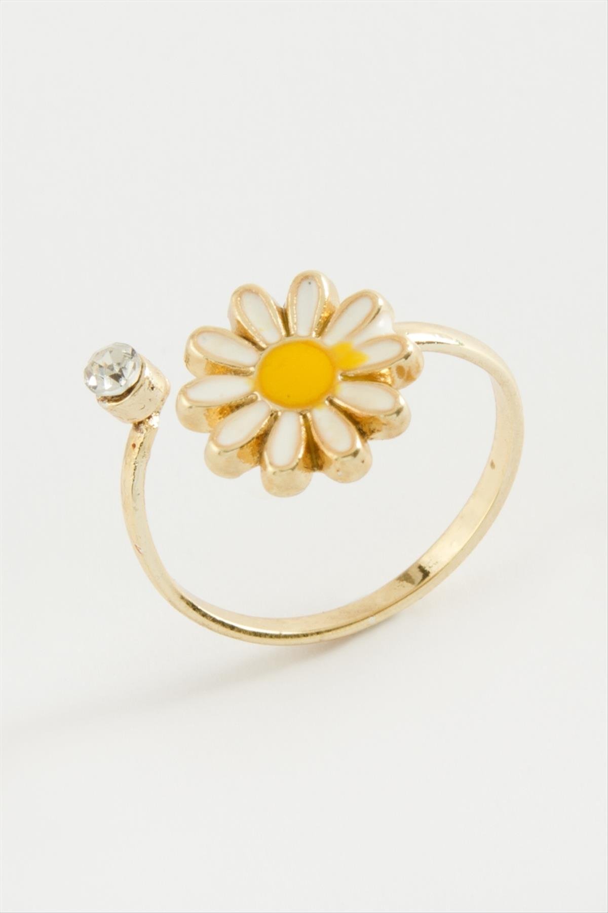 Papatya Mineli Taşlı Yüzük