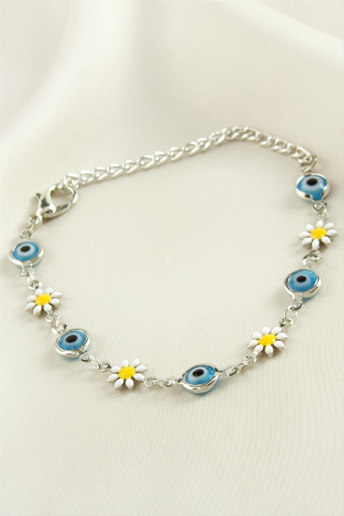 Papatya Nazar Boncuk Mineli Bileklik